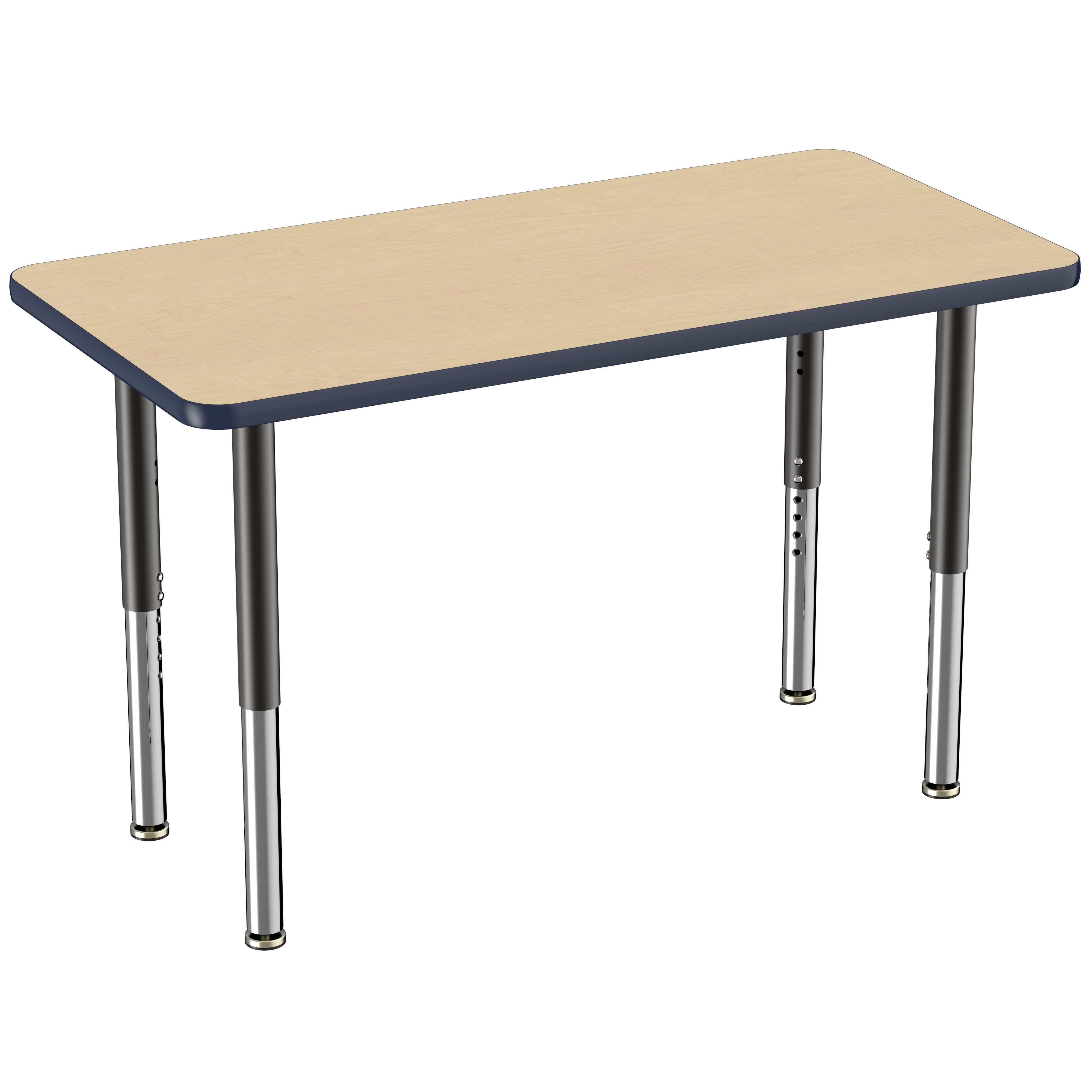 24" x 48" Rectangle T-Molding Activity Table with Adjustable Super Legs - Maple/Navy/Black