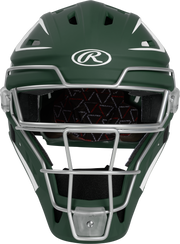 Rawlings Velo 2.0 Matte Junior Catchers Helmet - Dark Green/White