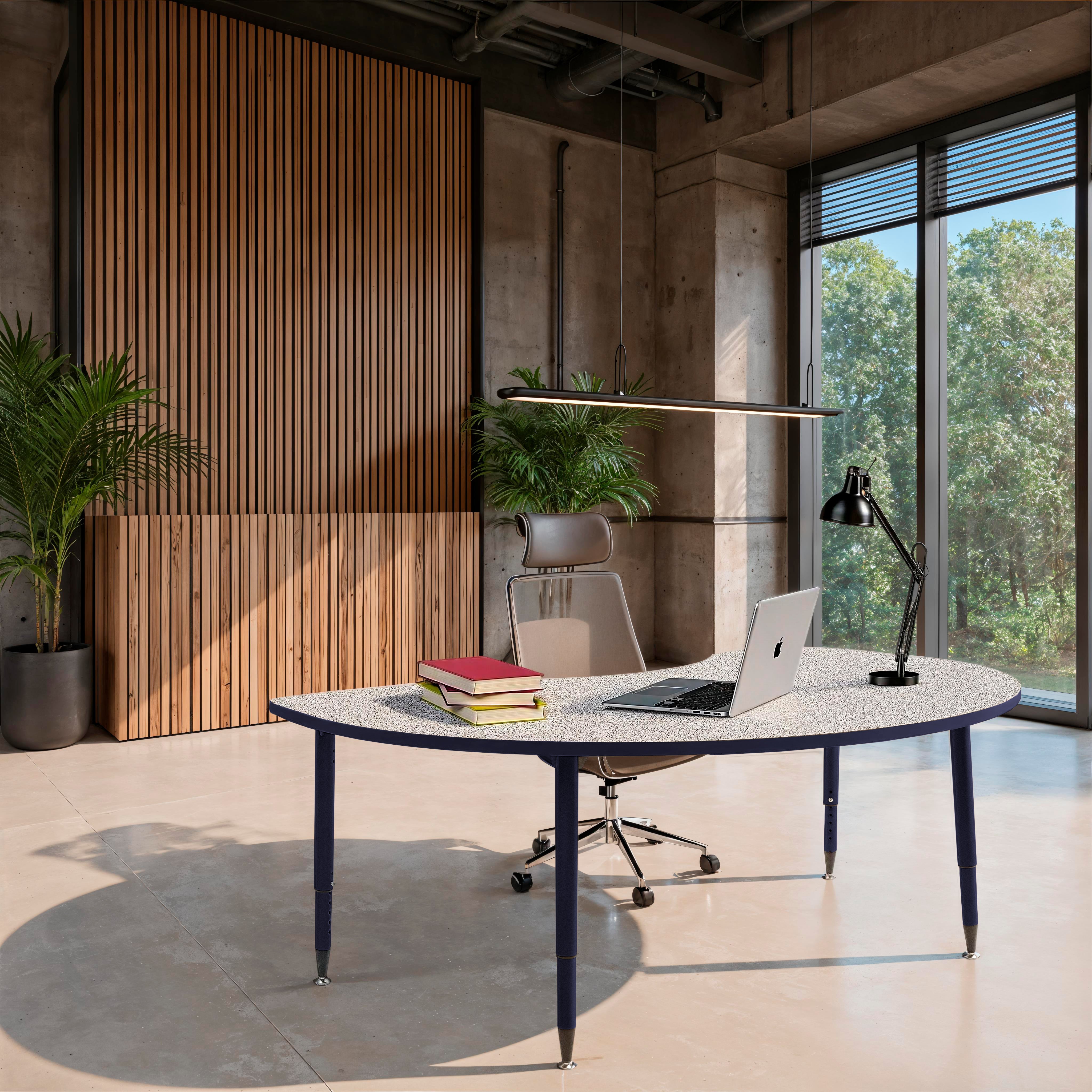 Adapte 48" x 72" Kidney Thermofused Activity Table with Adjustable Tapered Legs - Gray/Navy