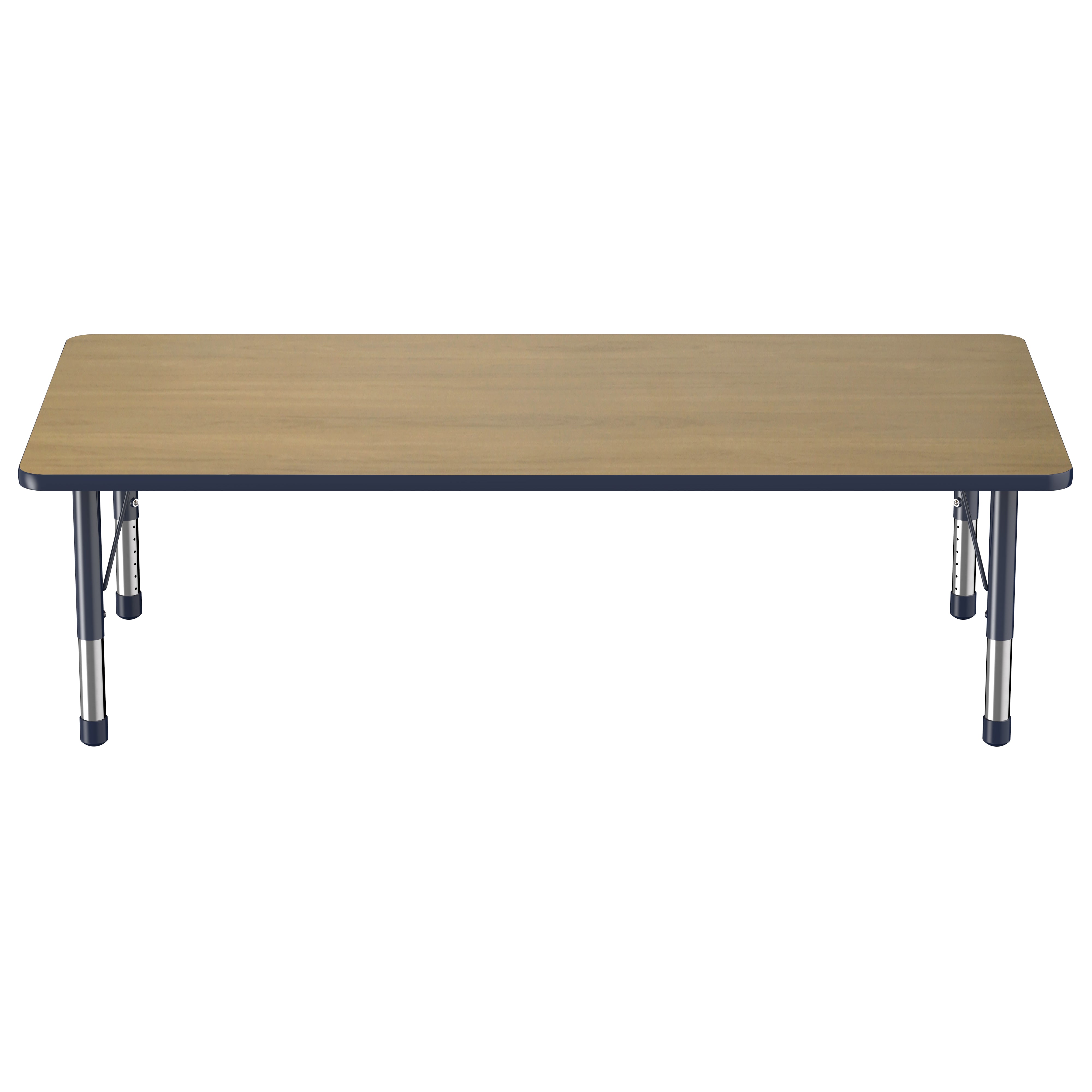 36" x 72" Rectangle T-Molding Activity Table with Adjustable Chunky Legs - Pasadena Oak/Navy