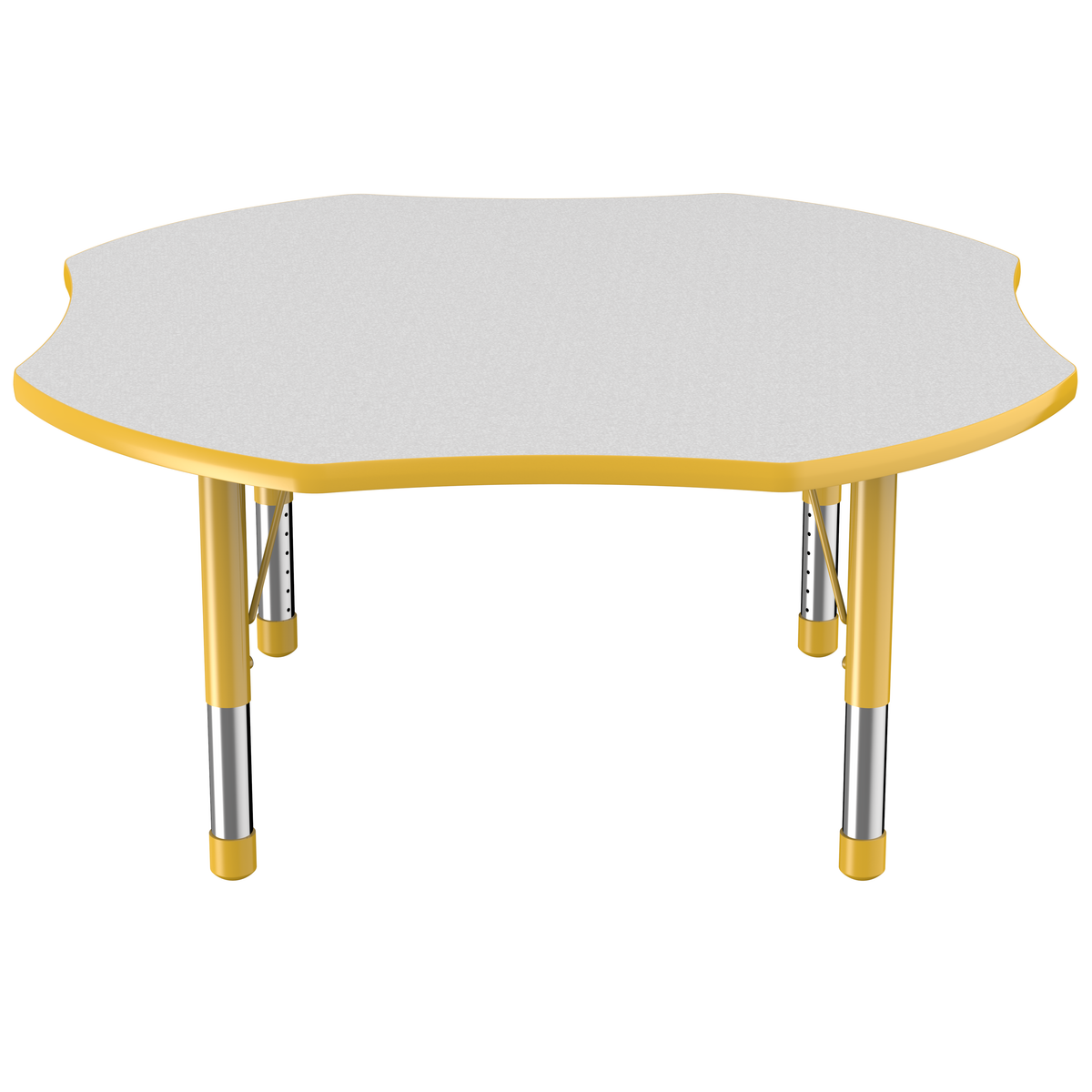 48" x 48" Clover T-Molding Activity Table with Adjustable Chunky Legs - Gray/Yellow