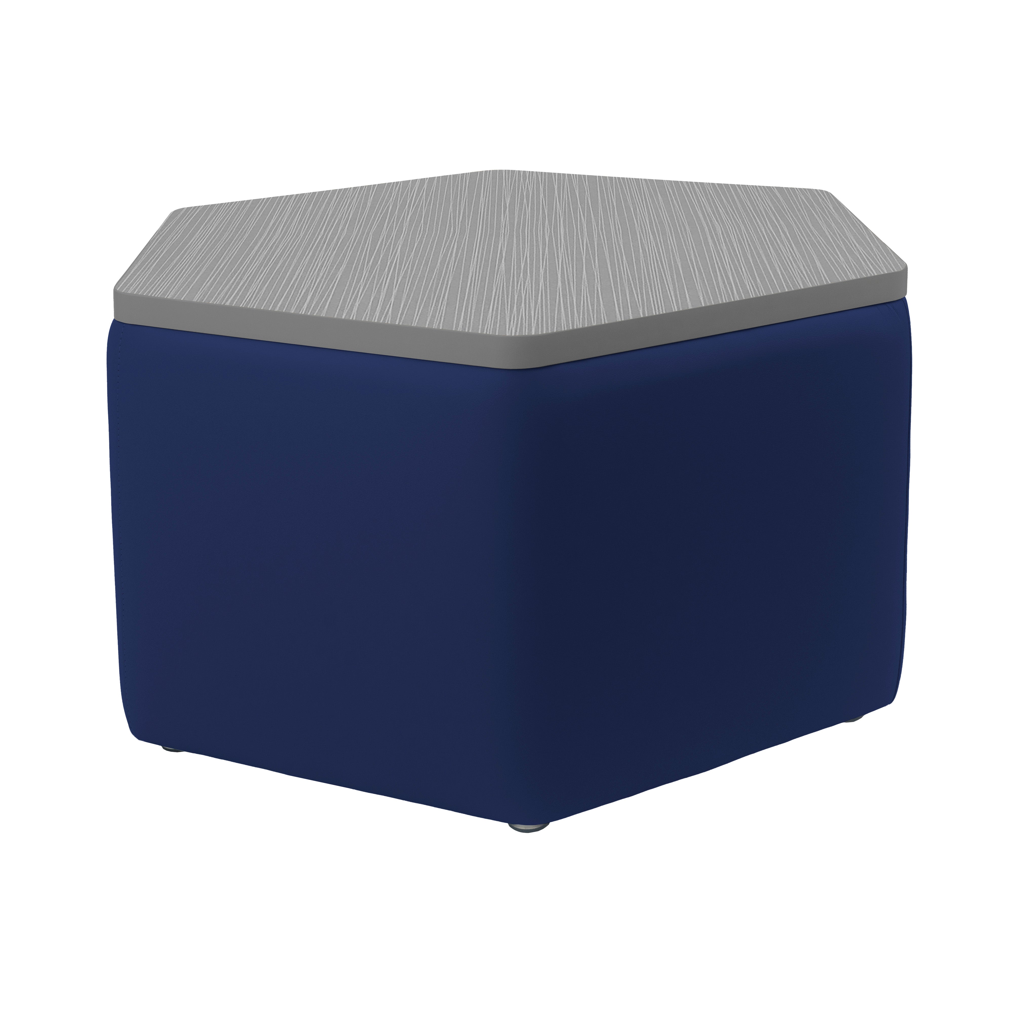 Pro Series Upholstered Hexagon Ottoman Table 18" Height - Navy/Cosmic Strandz