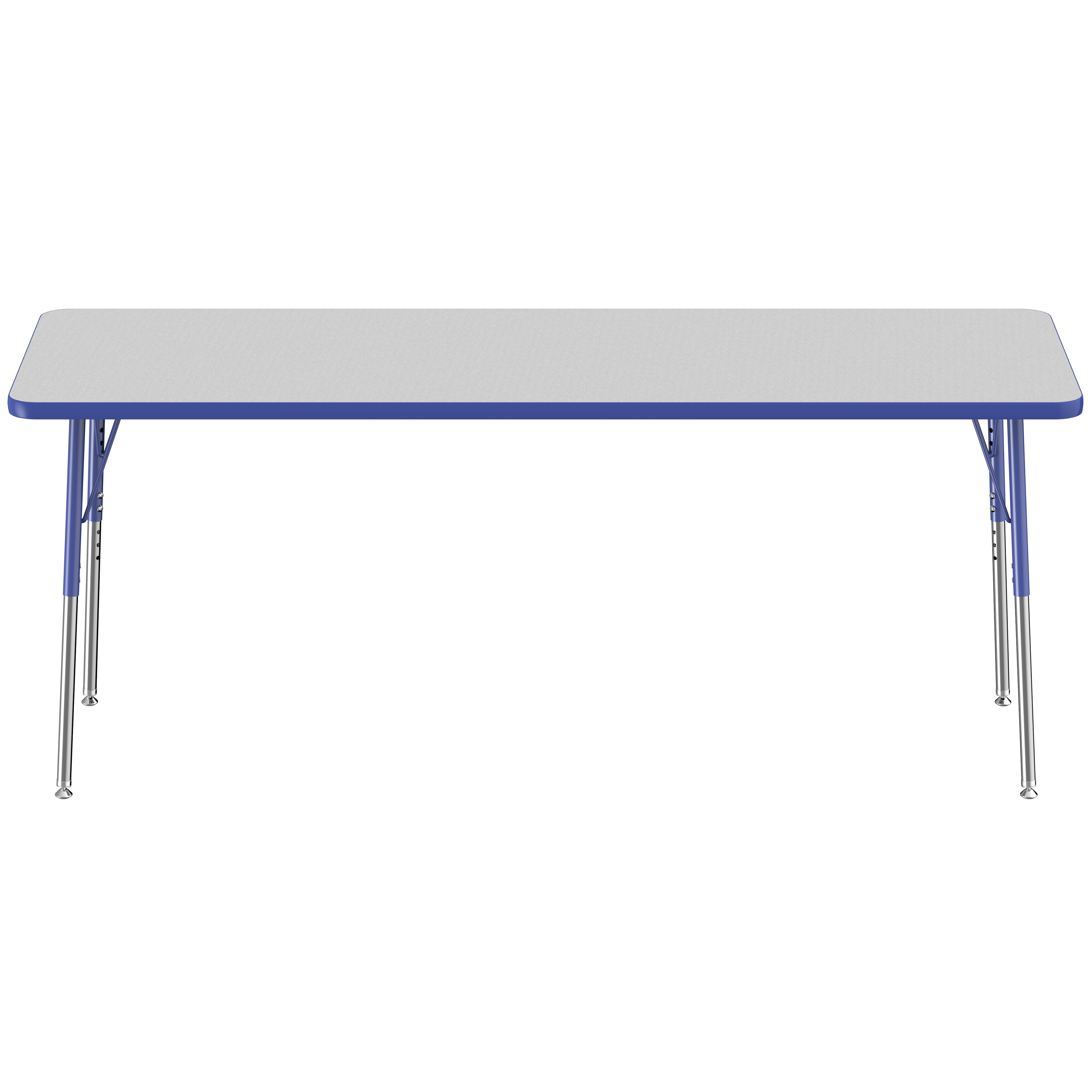 24" x 72" Rectangle T-Molding Activity Table with Adjustable Standard Swivel Glide Legs - Gray/Blue