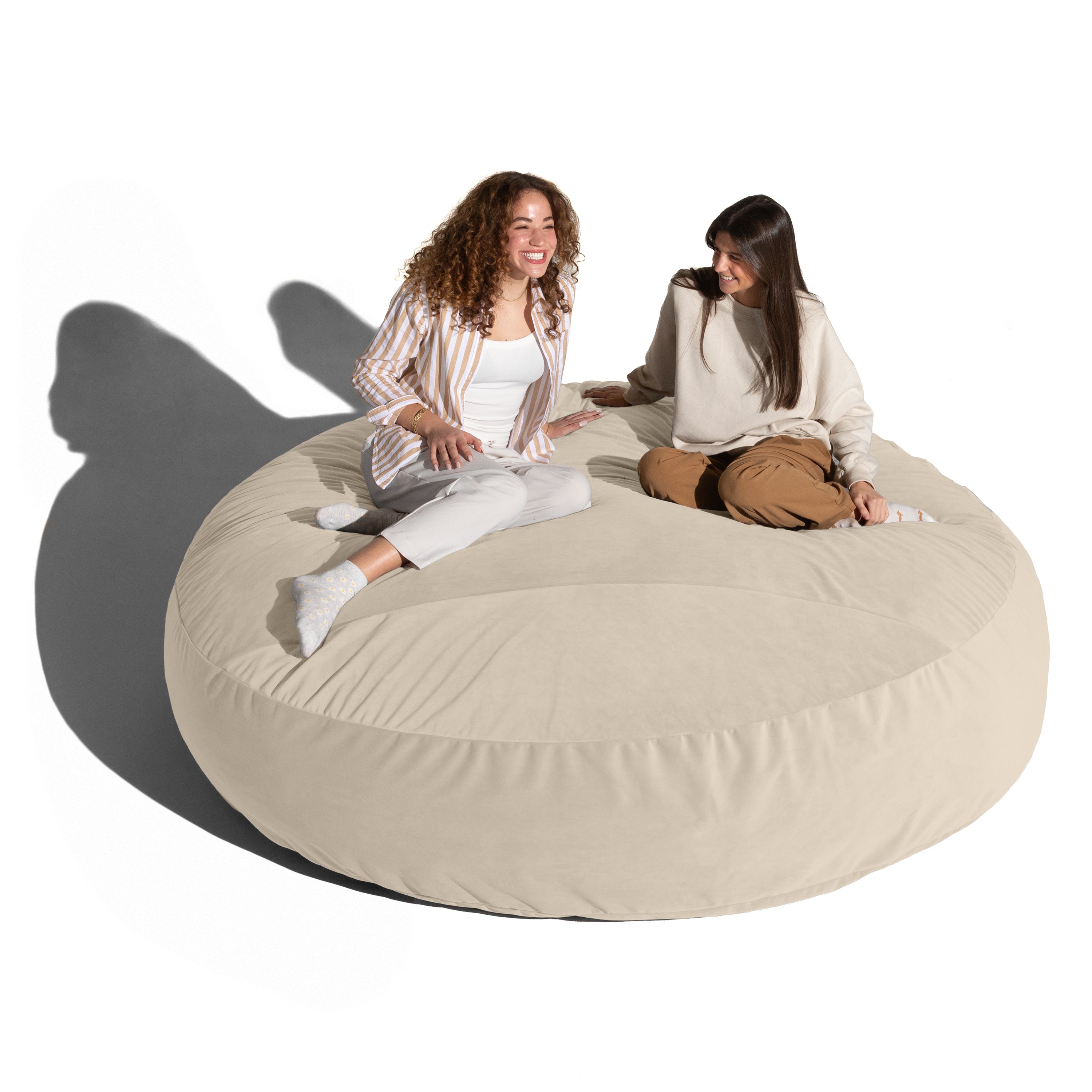 Jaxx 6 Foot Cocoon - 2-in-1 Convertible Bean Bag Bed & Large Bean Bag Chair for Adults, Premium Lush Velvet - Ivory