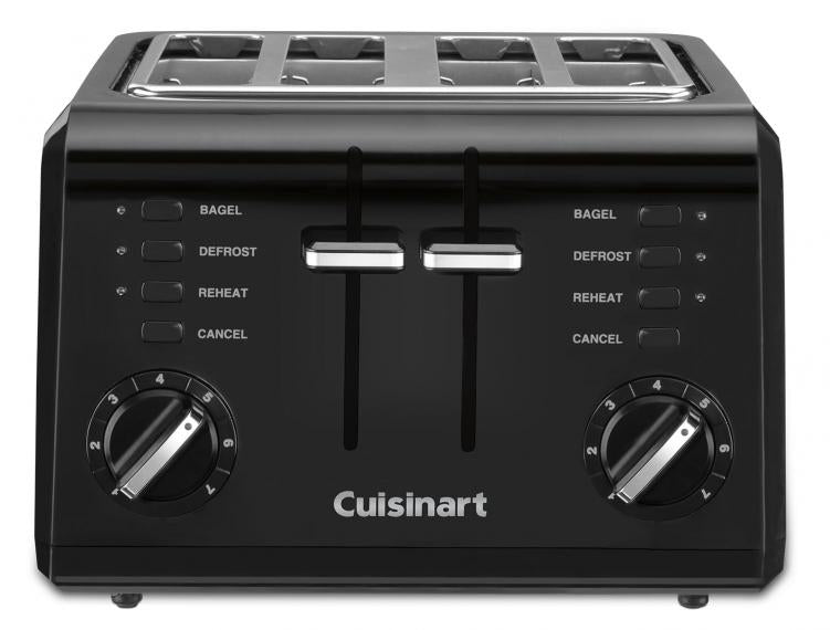 4 Slice Compact Plastic Toaster - Black