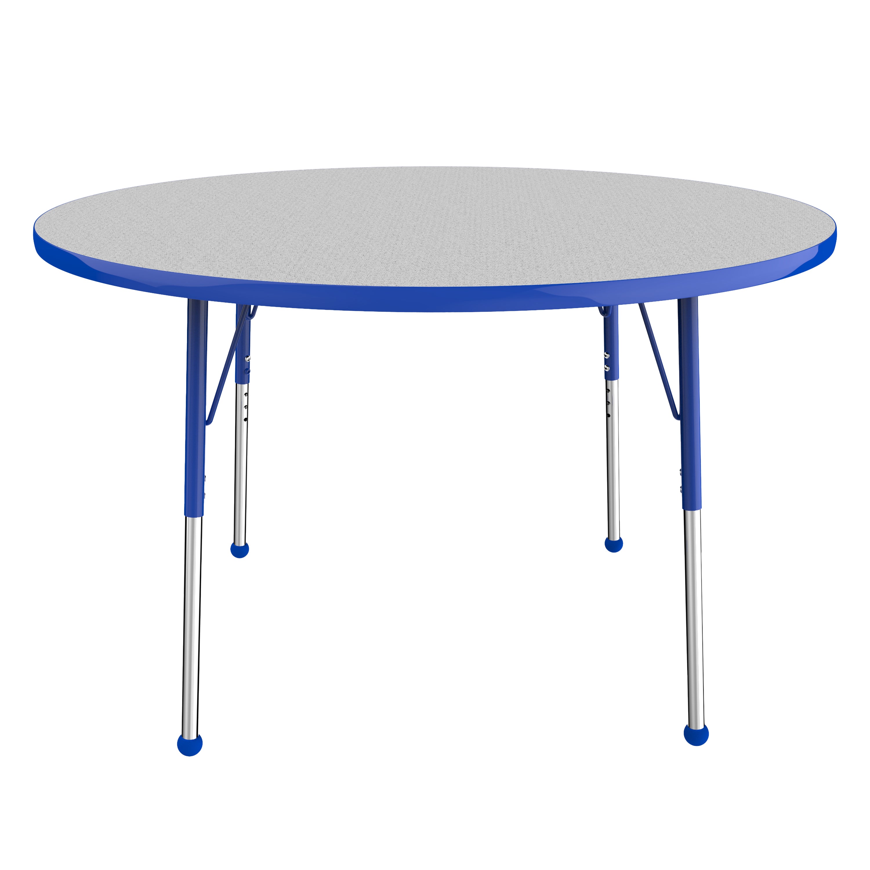 48" Round Thermofused Activity Table with Adjustable Standard Ball Glide Legs - Gray/Blue