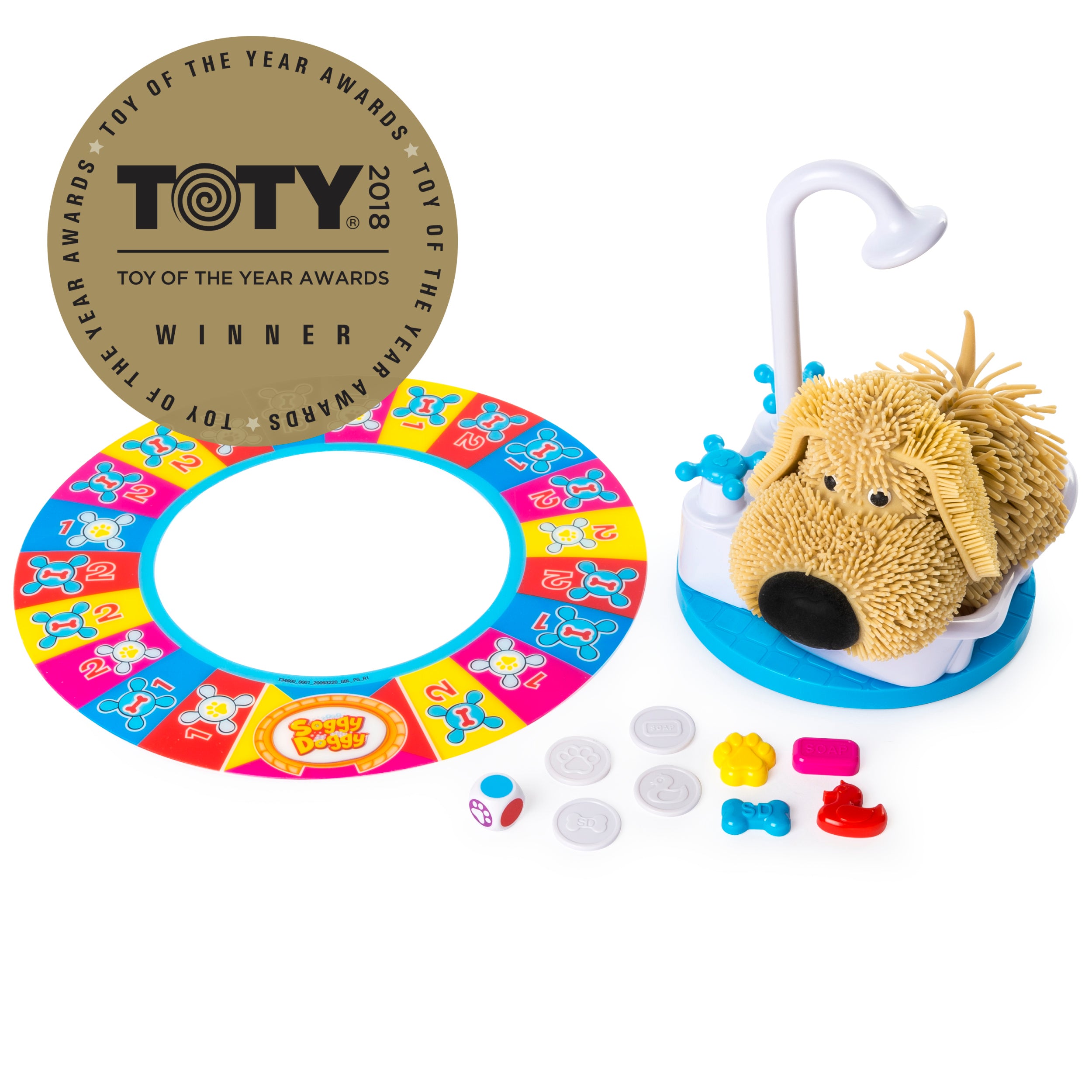 Spin Master Games, Soggy Doggy, The Award-Winning Wet & Silly Kids Board Game for Family Game Night, Interactive Dog Toy, Screenless Activity for Kids & Family, 2-4 Players, for Ages 4 & Up
