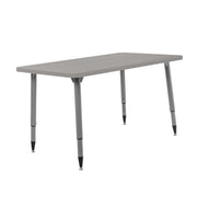 Adapte 30" x 48" Rectangle Woodgrain Activity Table with Adjustable Tapered Legs - Light Gray Wood/Silver