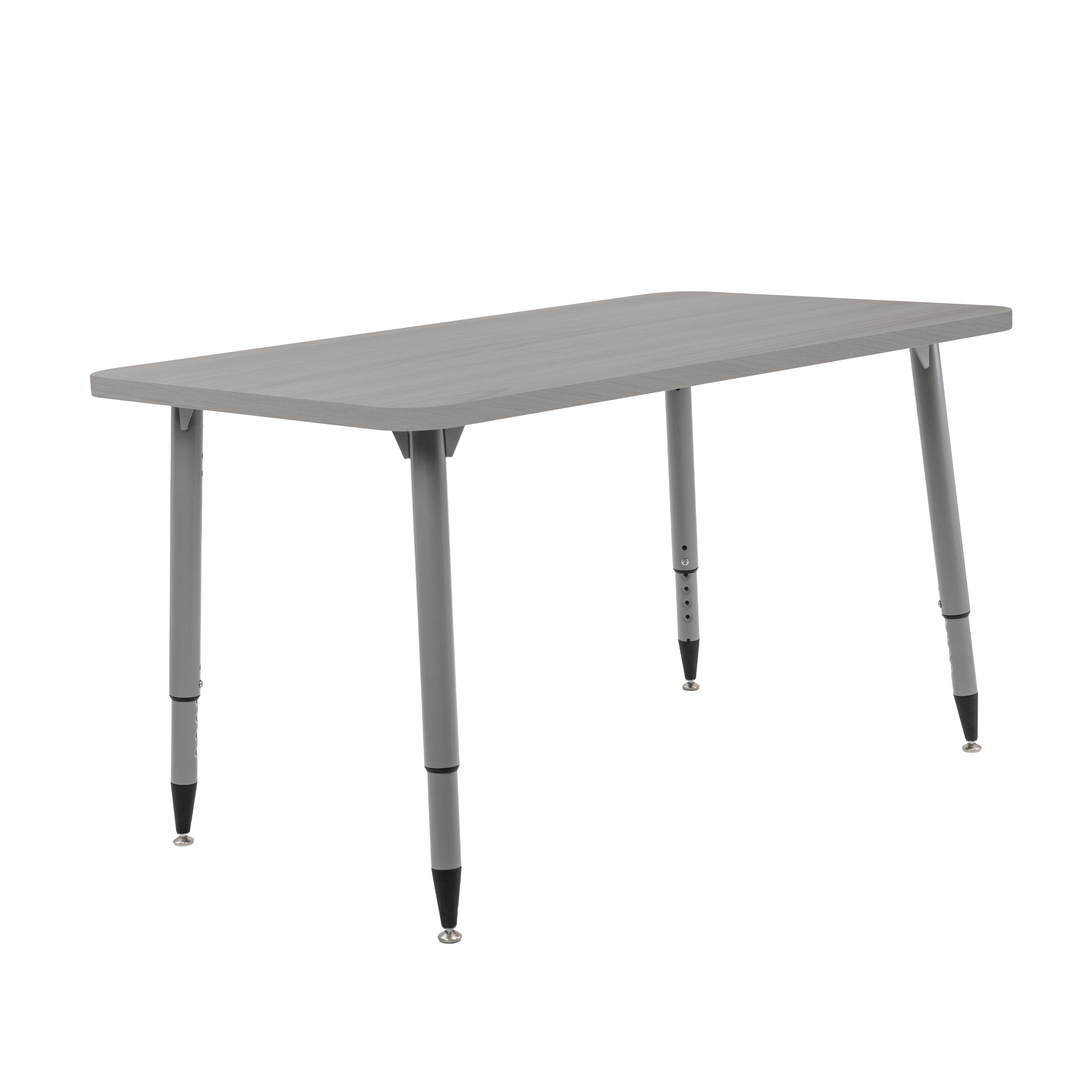 Adapte 30" x 48" Rectangle Woodgrain Activity Table with Adjustable Tapered Legs - Light Gray Wood/Silver