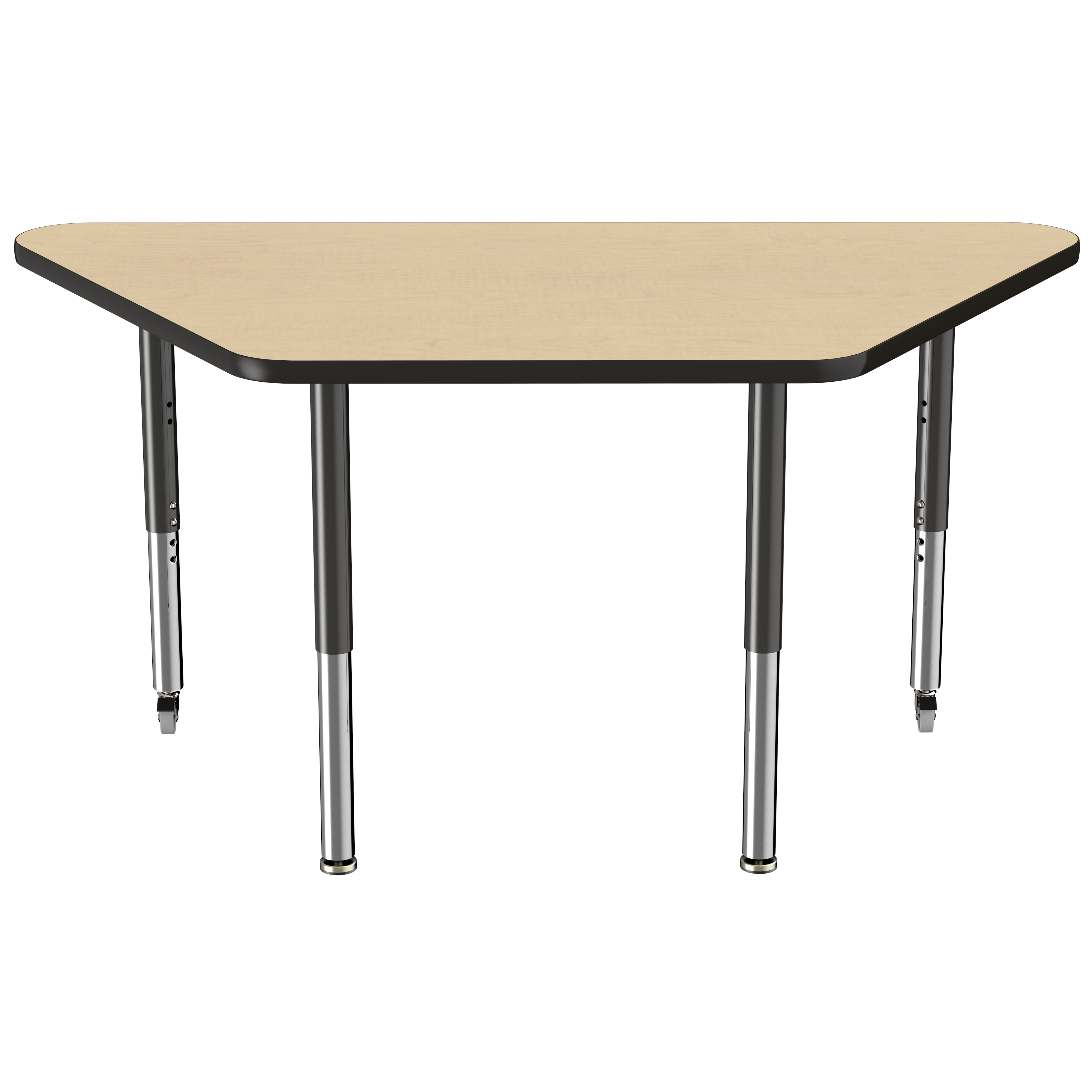 30" x 60" Trapezoid T-Molding Activity Table with Adjustable Super Legs - Maple/Black