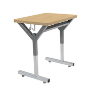 20" x 26" Rectangle Thermofused Table Desk with Adjustable Y-Frame - Maple Grain/Silver