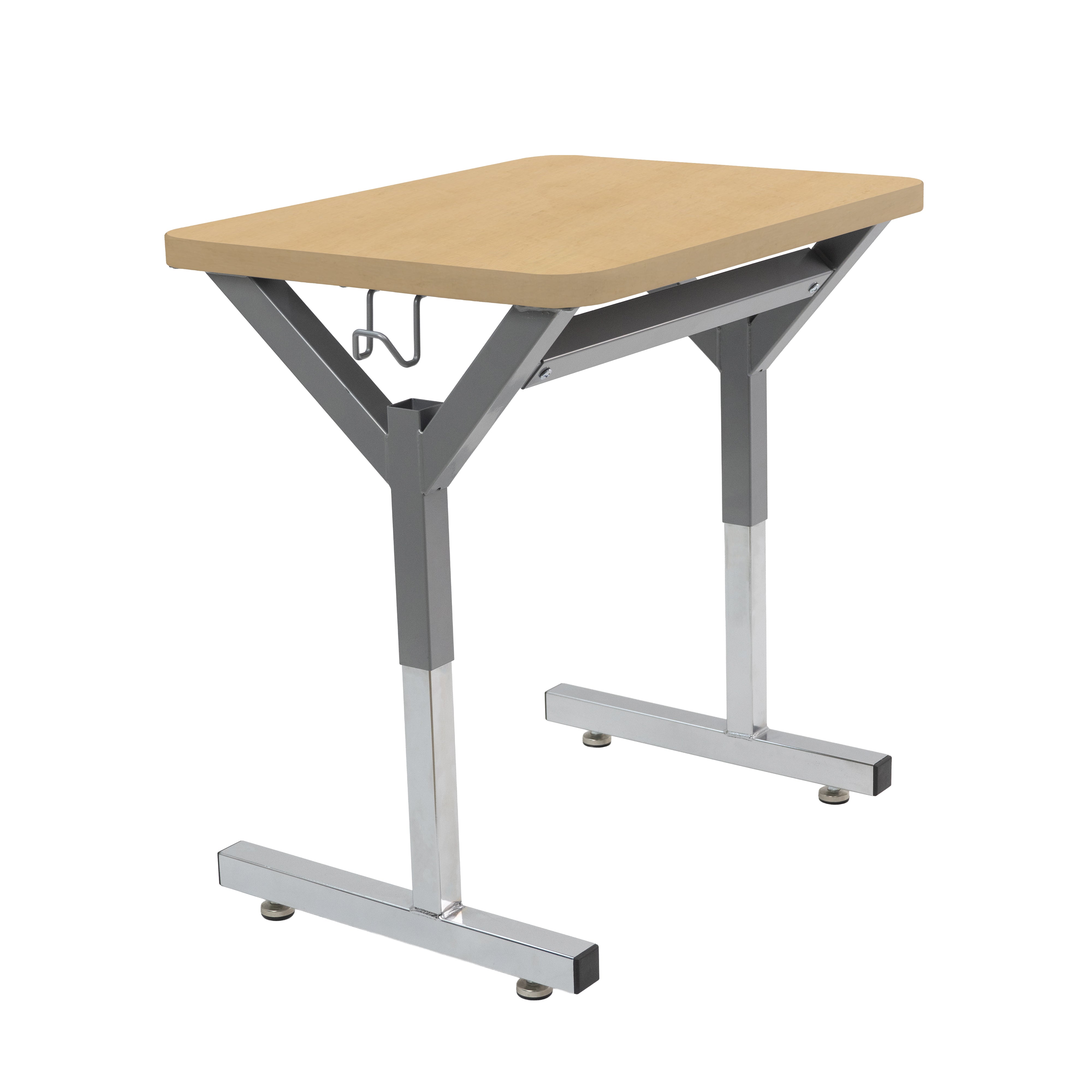 20" x 26" Rectangle Thermofused Table Desk with Adjustable Y-Frame - Maple Grain/Silver