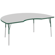 48" x 72" Kidney T-Molding Activity Table with Adjustable Standard Swivel Glide Legs - Gray/Green