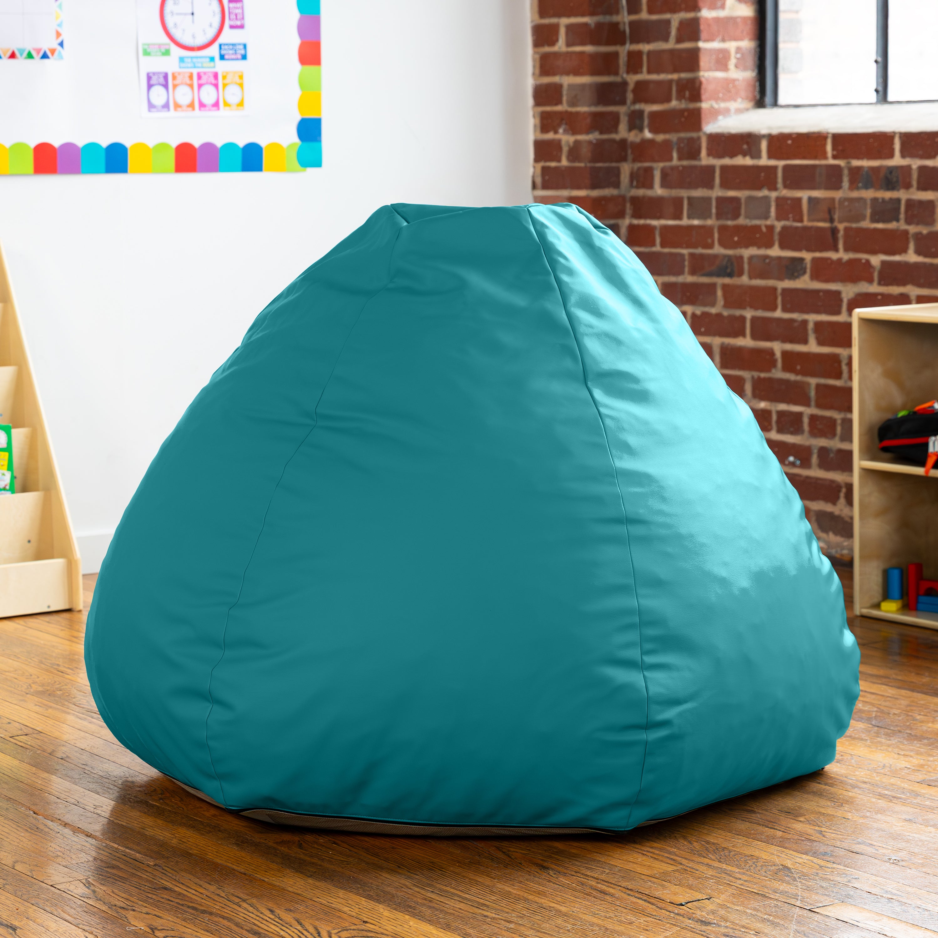 Jaxx Gumdrop Commercial Grade Bean Bag for Educational Environments, Large Size - Premium Vinyl - Turquoise