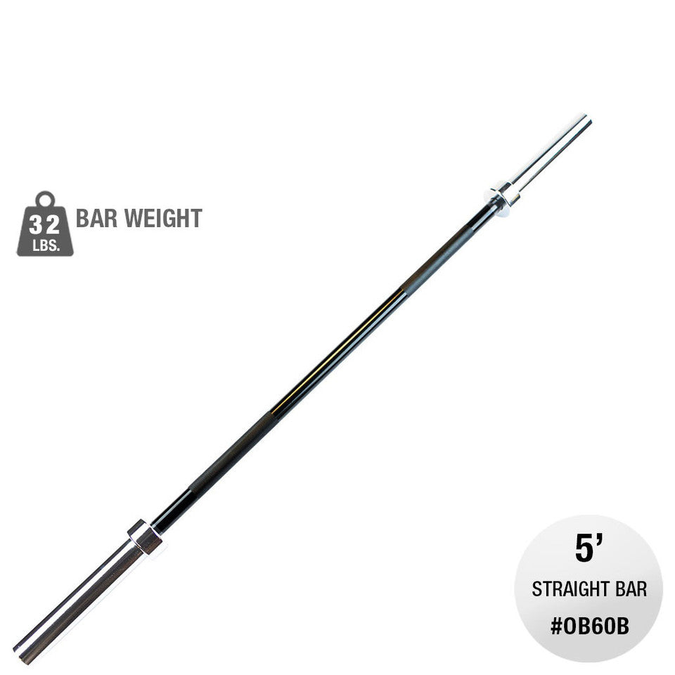 Oly Bar-5 Feet, Black - 30Mm Grip  -Space Between Collars 37"