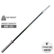 Oly Bar-6 Feet. Black - 30Mm Grip -Space Between Collars 46"