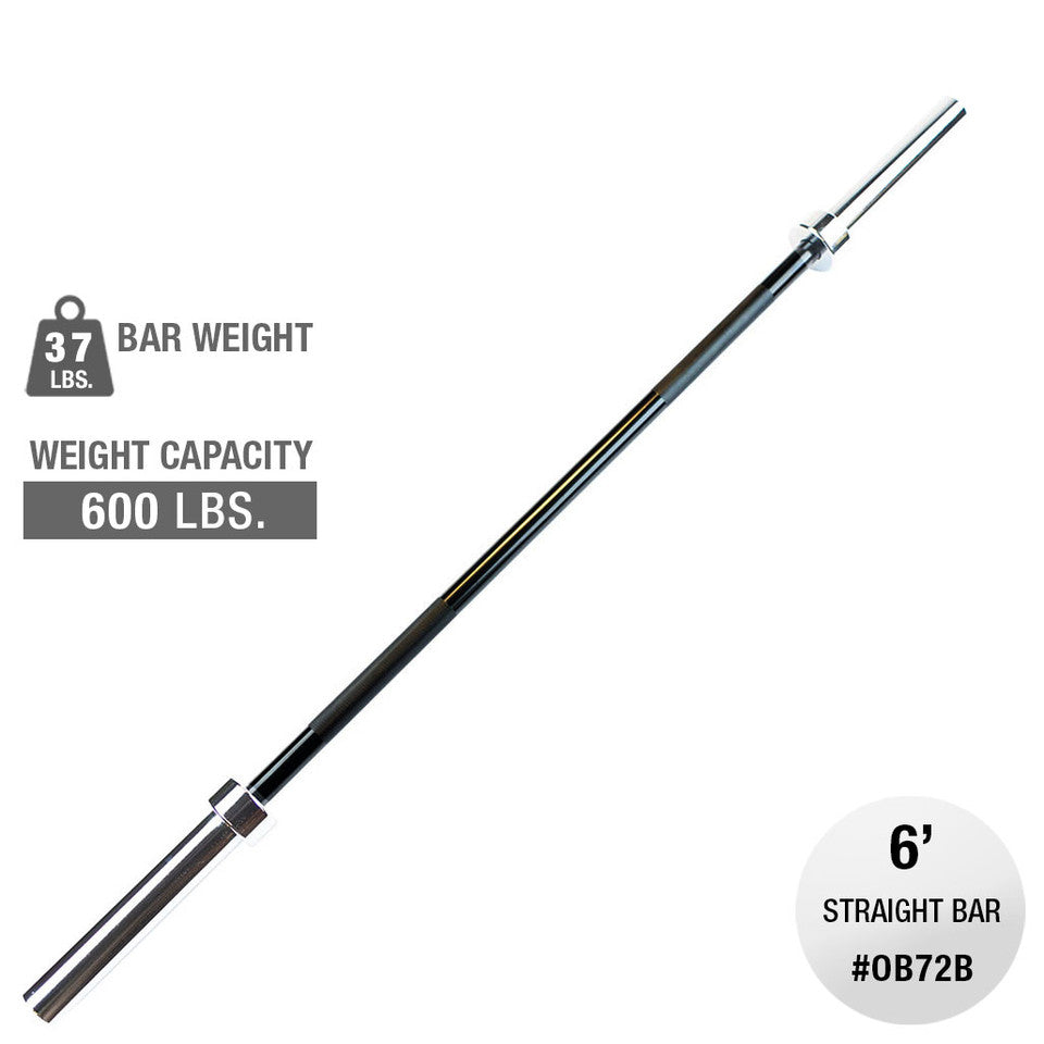 Oly Bar-6 Feet. Black - 30Mm Grip -Space Between Collars 46"