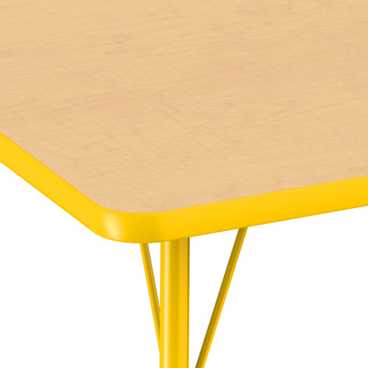 48" x 48" Clover T-Molding Activity Table with Adjustable Standard Swivel Glide Legs - Maple/Yellow