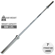 Oly Bar-7 Feet, Chrome - 30Mm Grip -Space Between Collars 51.5"