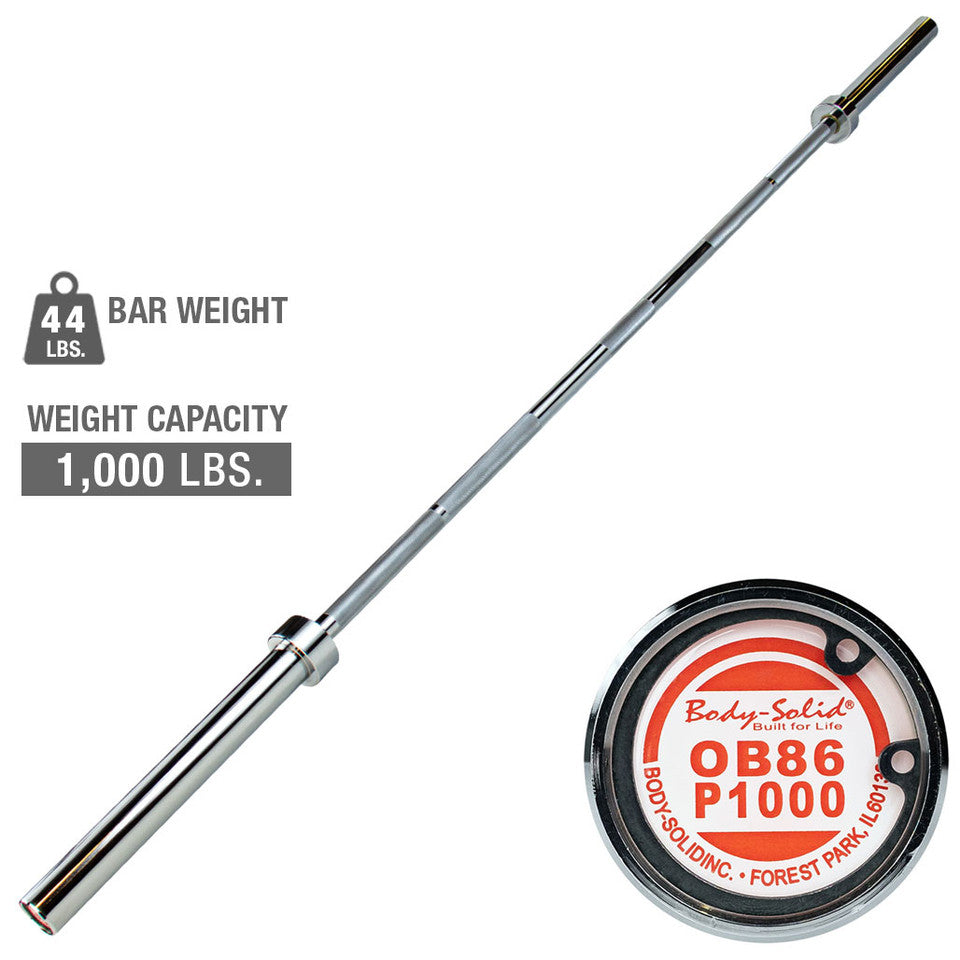 Olympic Bar, 7Ft, Chrome, 1000Lb Capacity - 30Mm Grip