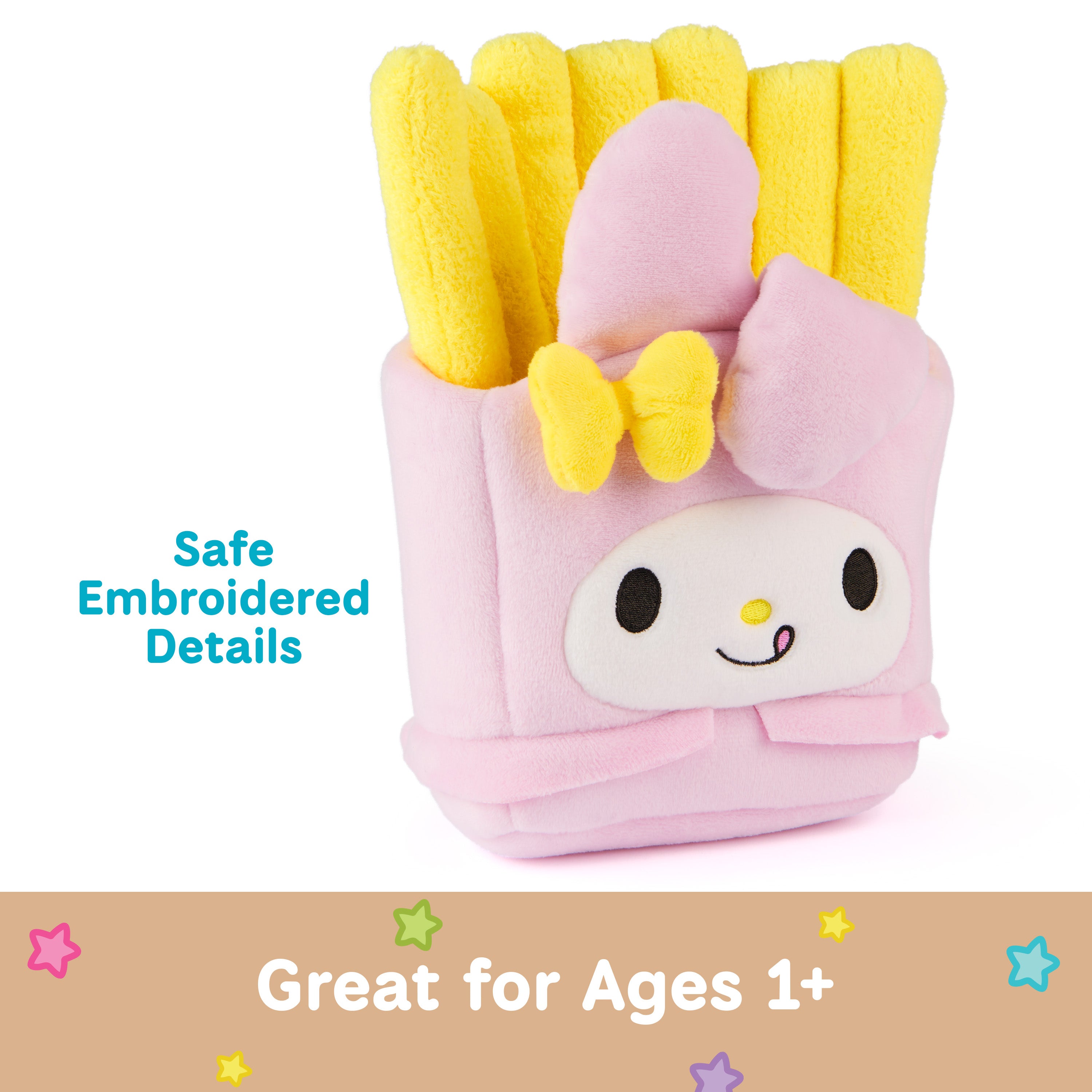 GUND Sanrio Official Hello Kitty and Friends My Melody French Fries Plush, Collectible Plush Toy, Stuffed Animal for Ages 1 and Up, Pink/Yellow, 8”
