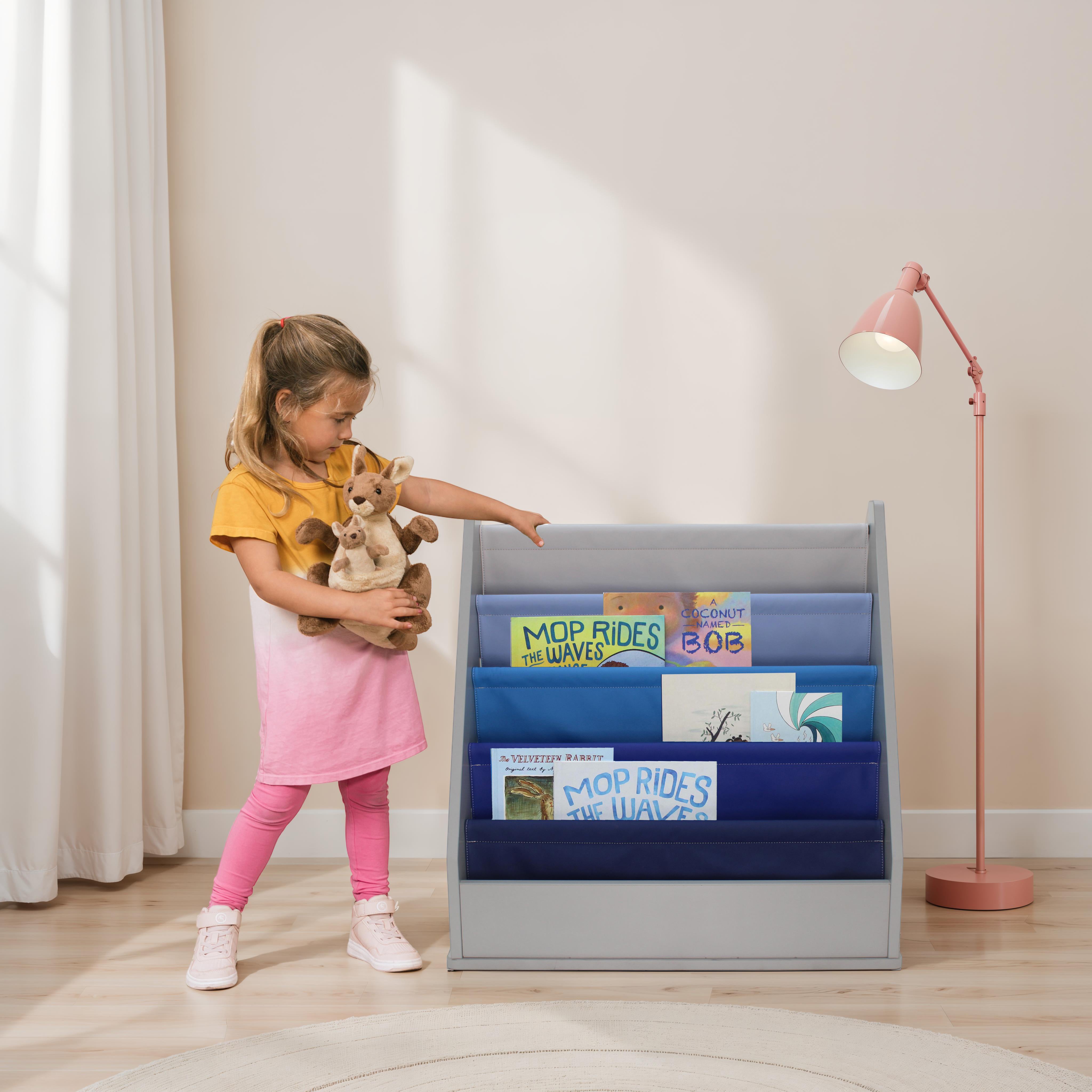 Laminate Sling Book Display - Gray/Navy/Powder Blue