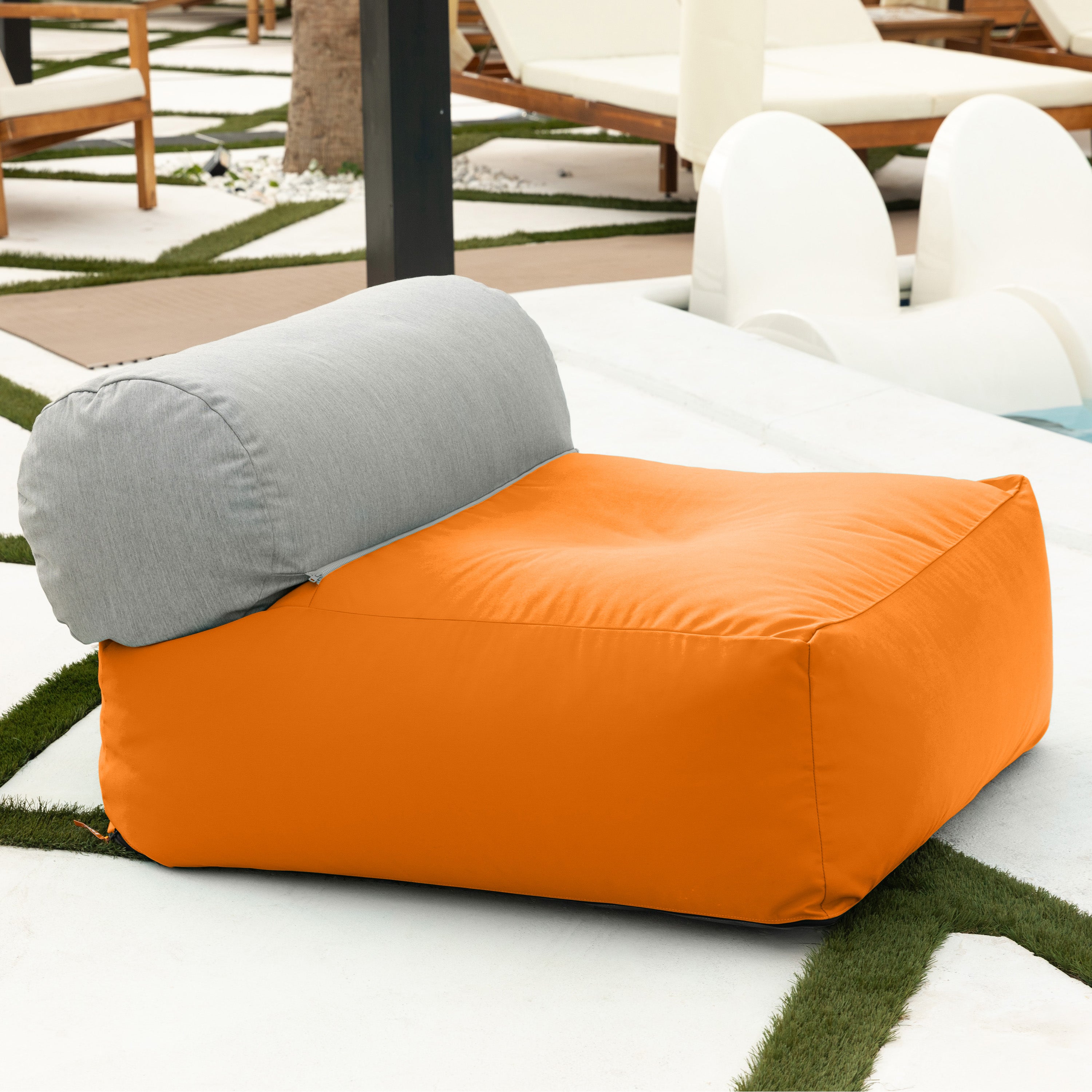 Jaxx Tybee Large Outdoor Lounge w/ Bolster - Sunbrella Tangerine