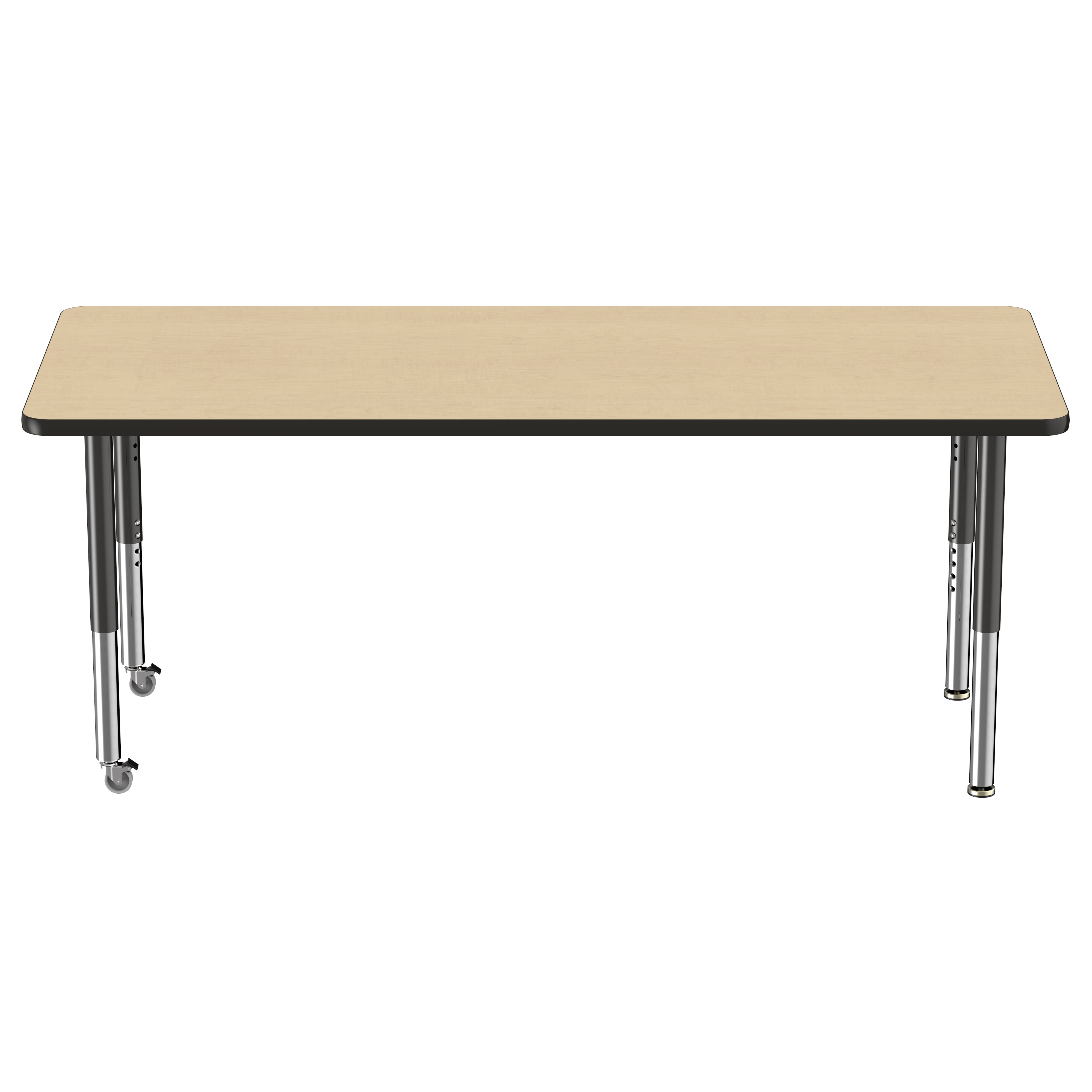 30" x 72" Rectangle T-Molding Activity Table with Adjustable Super Legs - Maple/Black