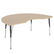 48" x 72" Kidney La Madera Activity Table with Standard Legs - Maple Grain/Black