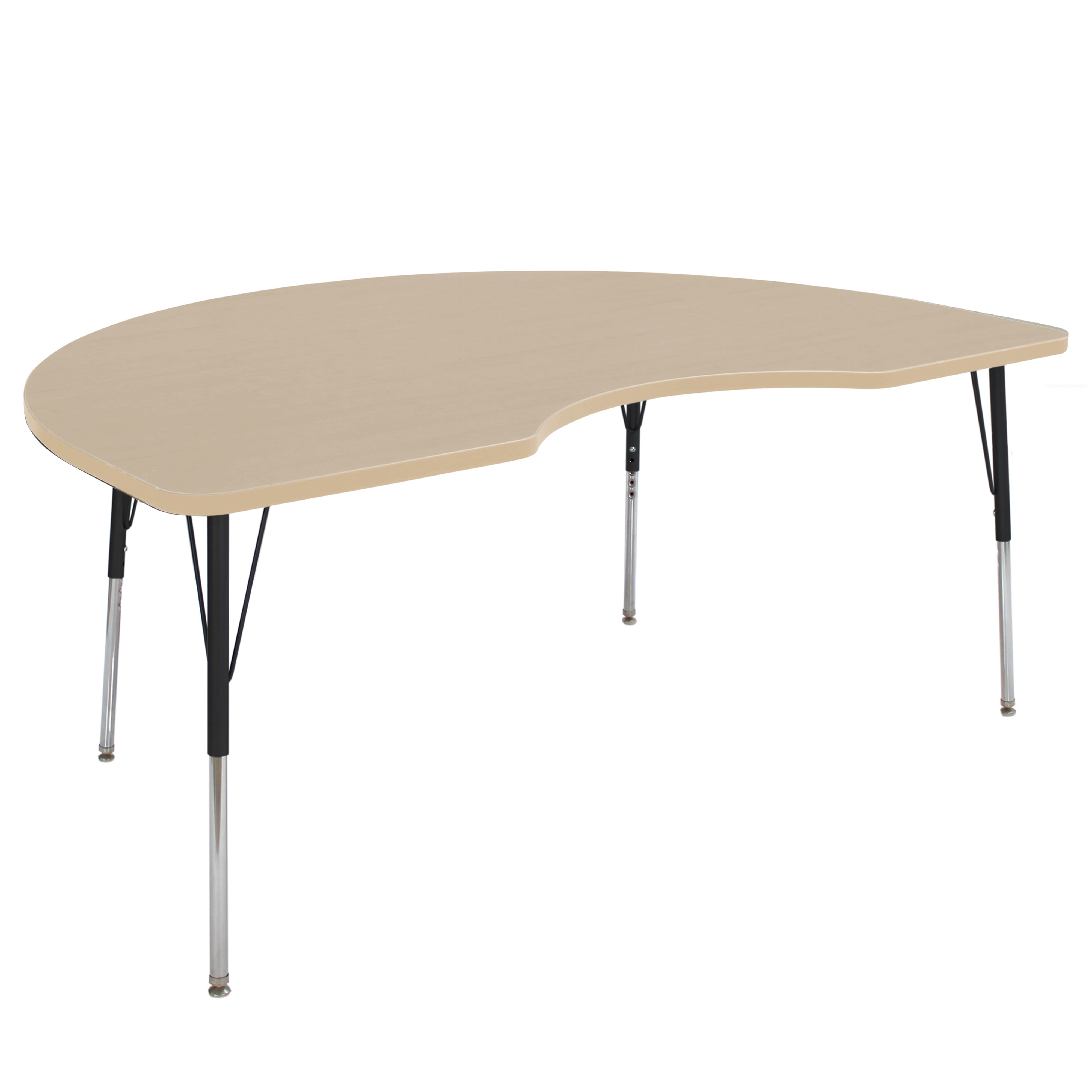 48" x 72" Kidney La Madera Activity Table with Standard Legs - Maple Grain/Black