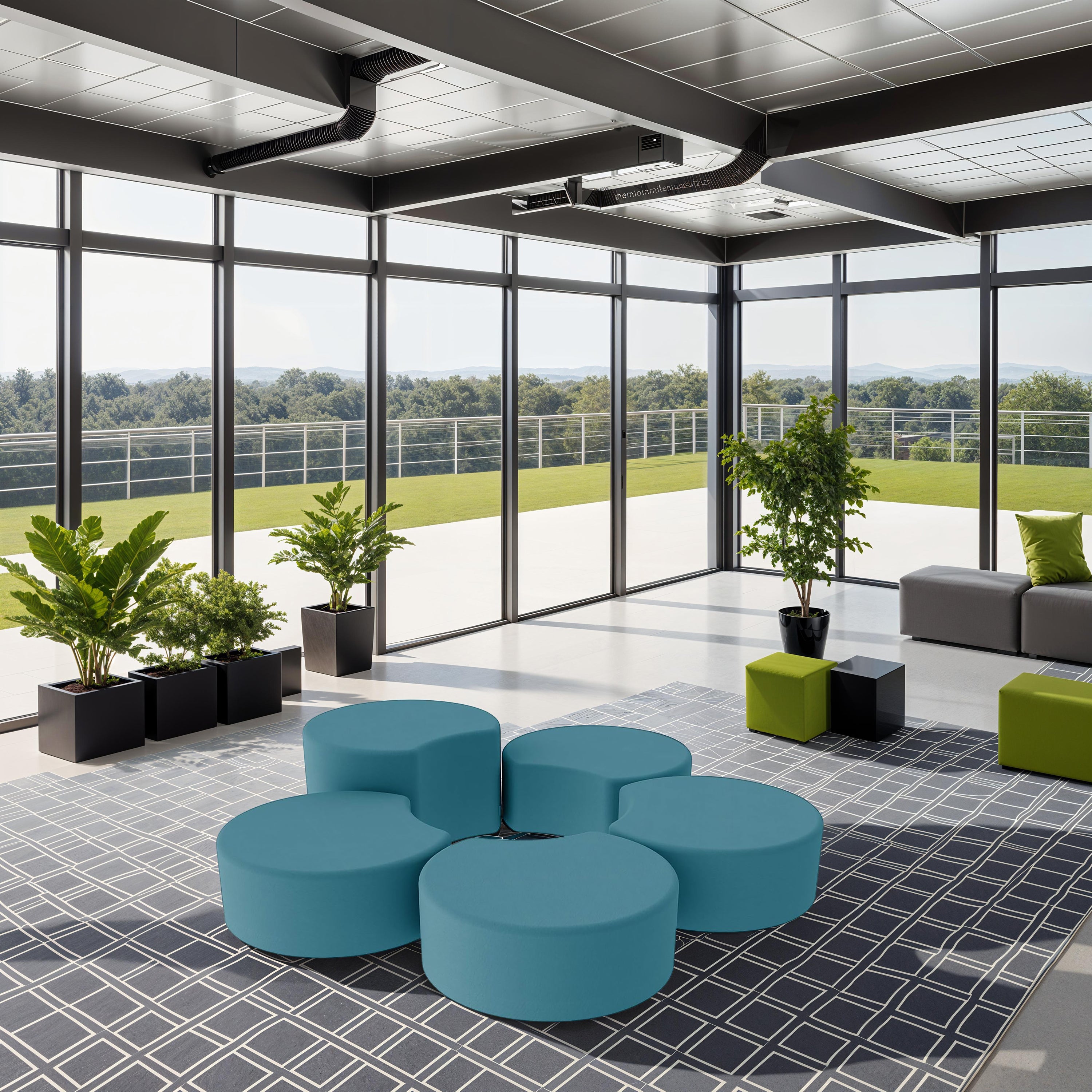 Pro Series Upholstered Crescent Ottoman 18" Height - Teal