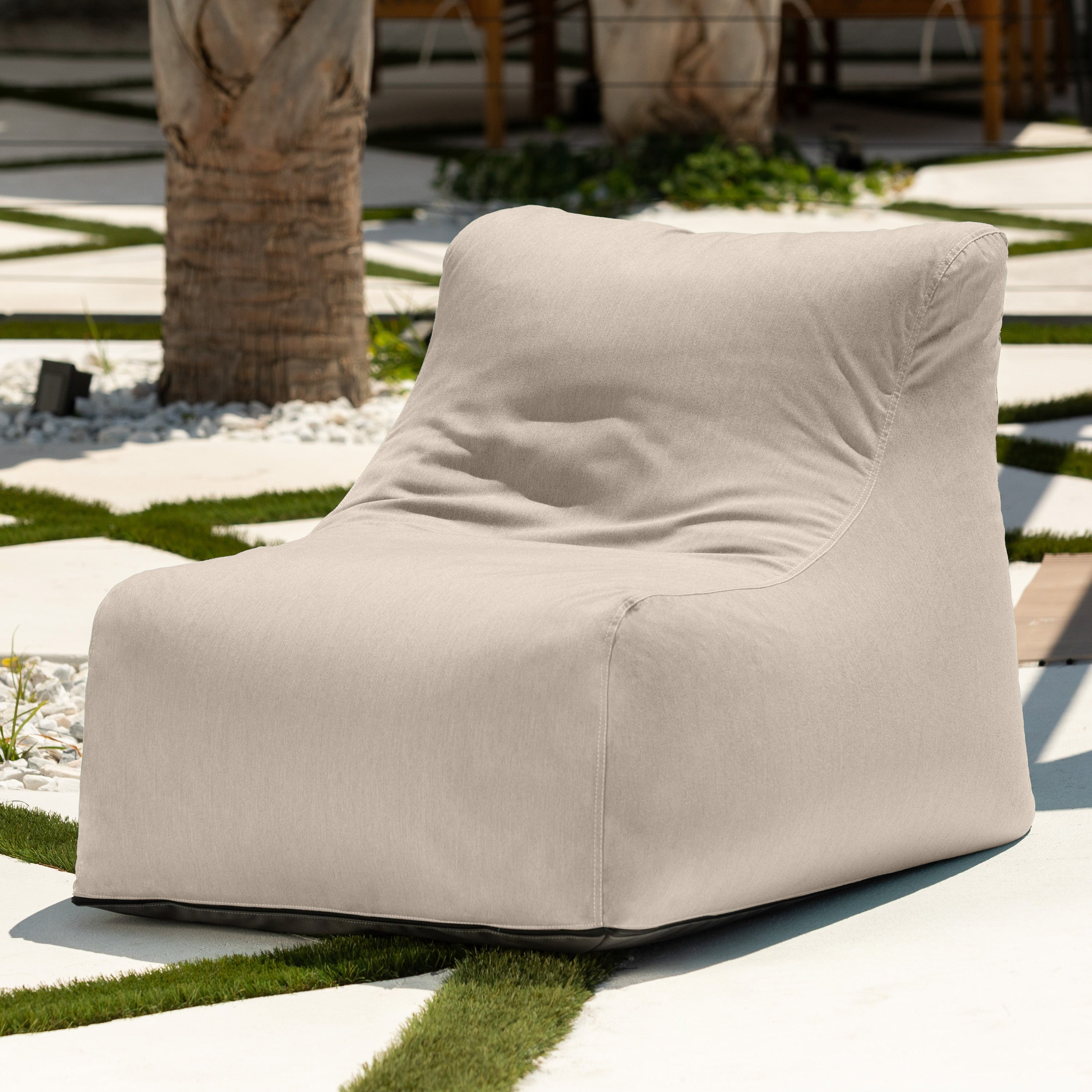 Jaxx Ponce Outdoor Bean Bag Chair - Weather Resistant Patio and Poolside Lounge Seating, Sunbrella Flax