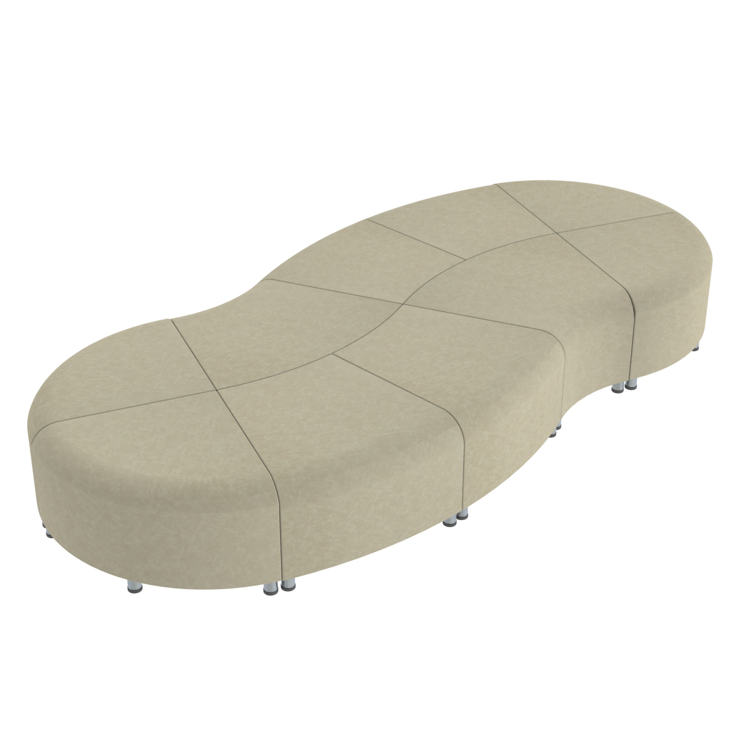 Pro Series Rustic Connect Curved Wave Backless Seating, 10-Piece Set - Almond