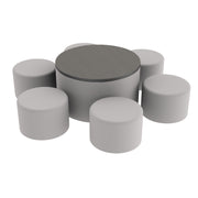 Pro Series 30" Round Ottoman Table with Round 12" H Seating, 7-Piece Set - Gray/Cosmic Strandz