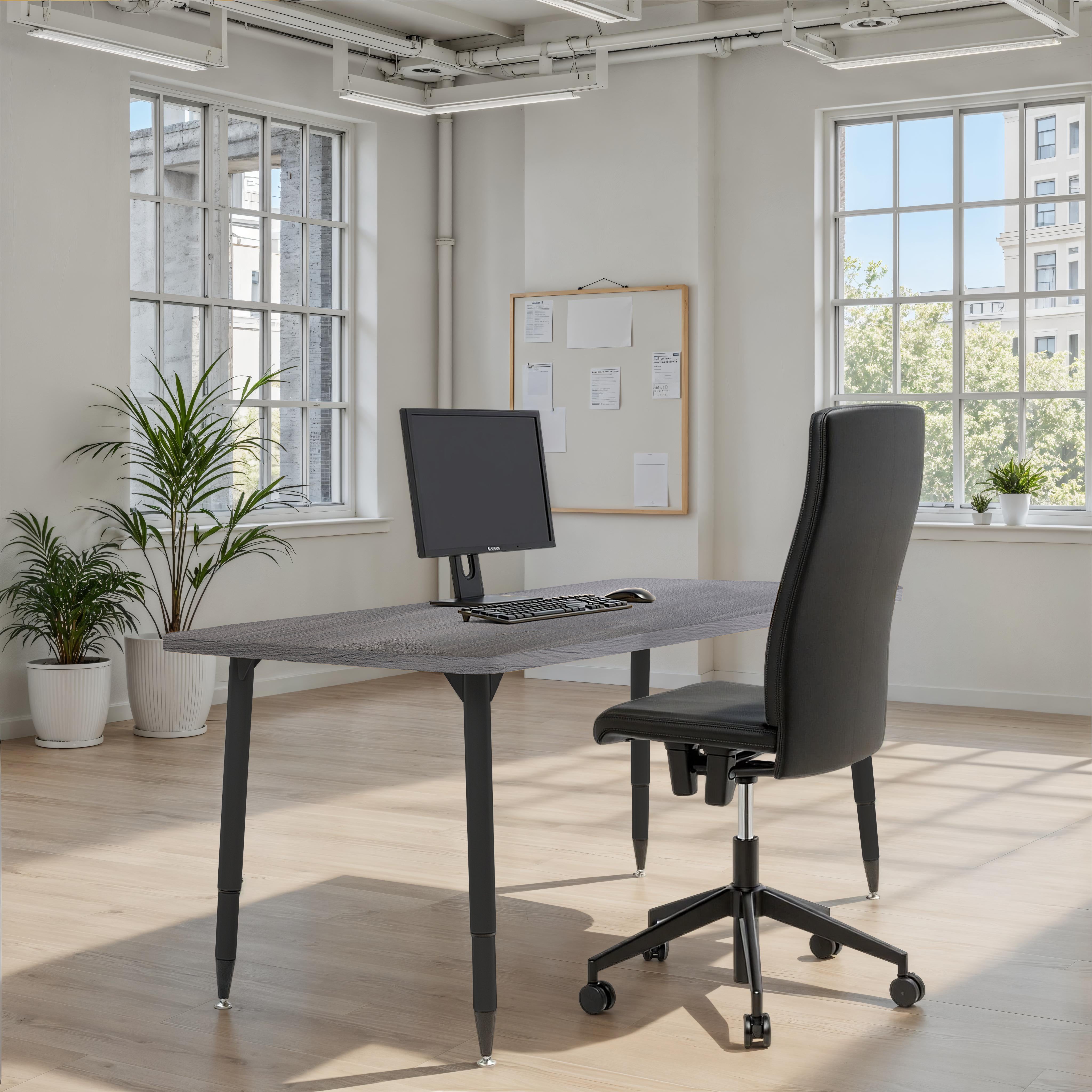 Adapte 30" x 60" Rectangle Woodgrain Activity Table with Adjustable Tapered Legs - Gray Wood/Black