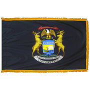 Michigan State Flag 4x6 ft. Nylon with Pole Sleeve and Gold Fringe for Parades, and Indoor Display