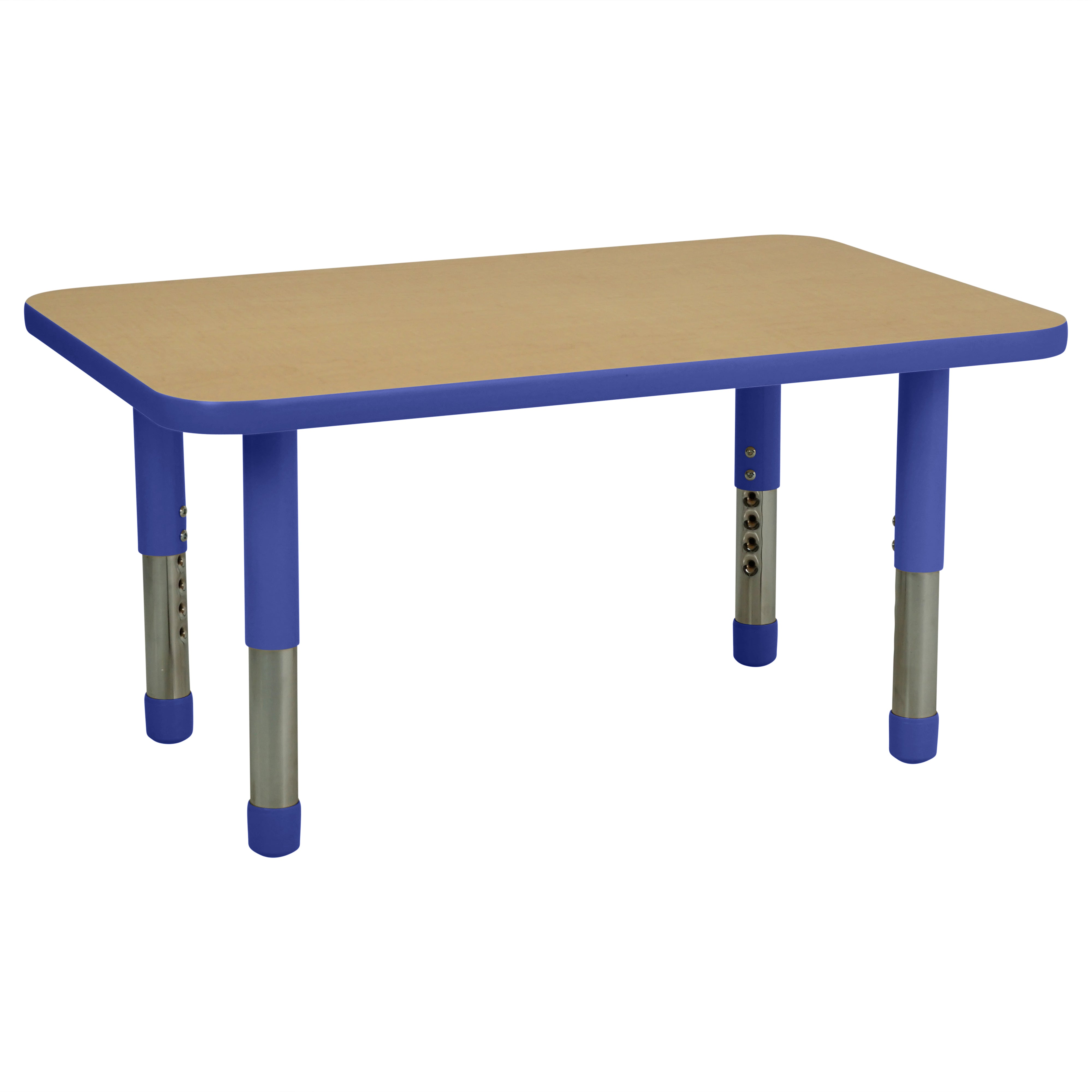 24" x 36" Rectangle T-Molding Activity Table with Adjustable Tiny Tot Legs - Maple/Blue