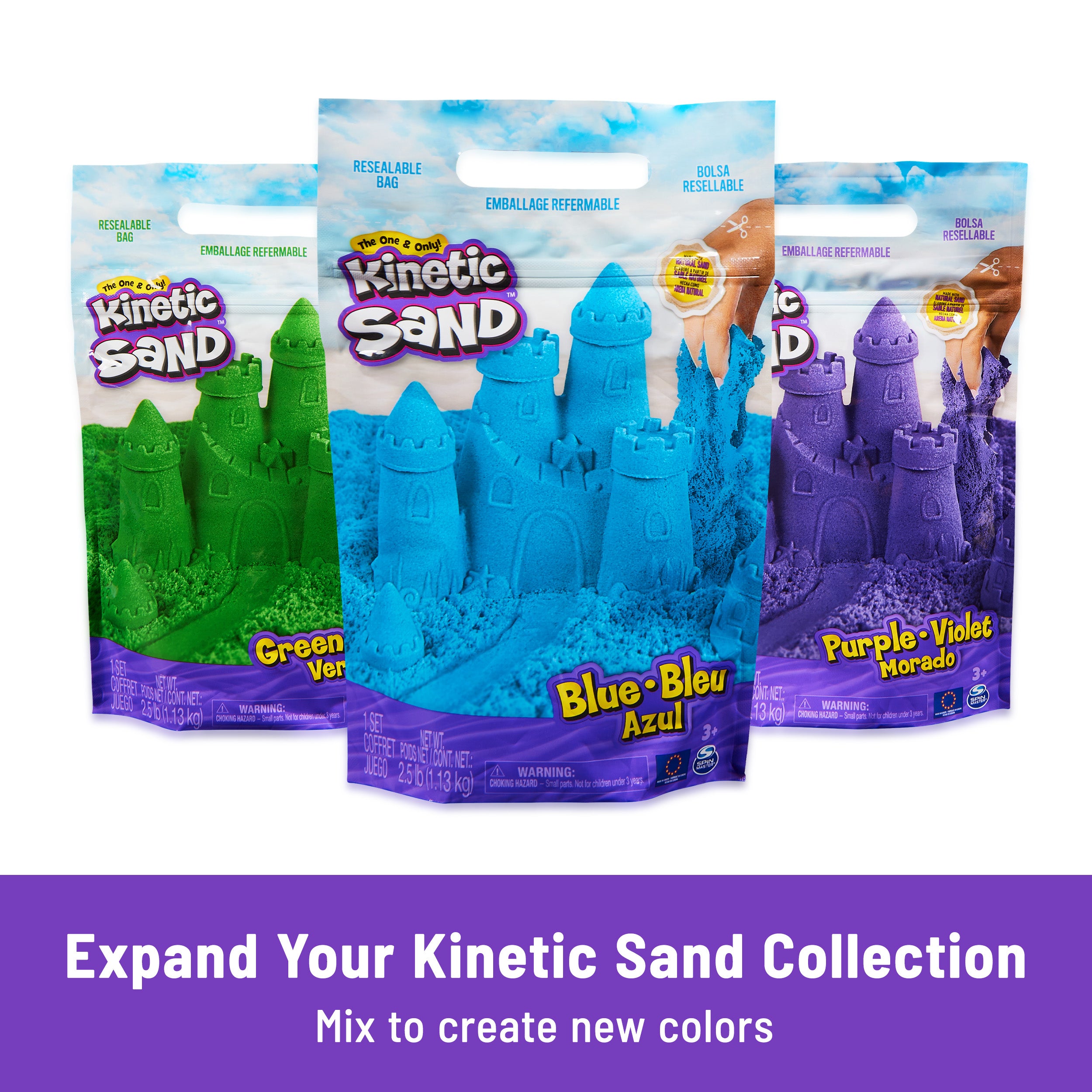 Kinetic Sand, Sandbox Set with 1lb Green Play Sand, 4 Tools & Molds, Storage, Sensory Toys for Kids Ages 3 and up