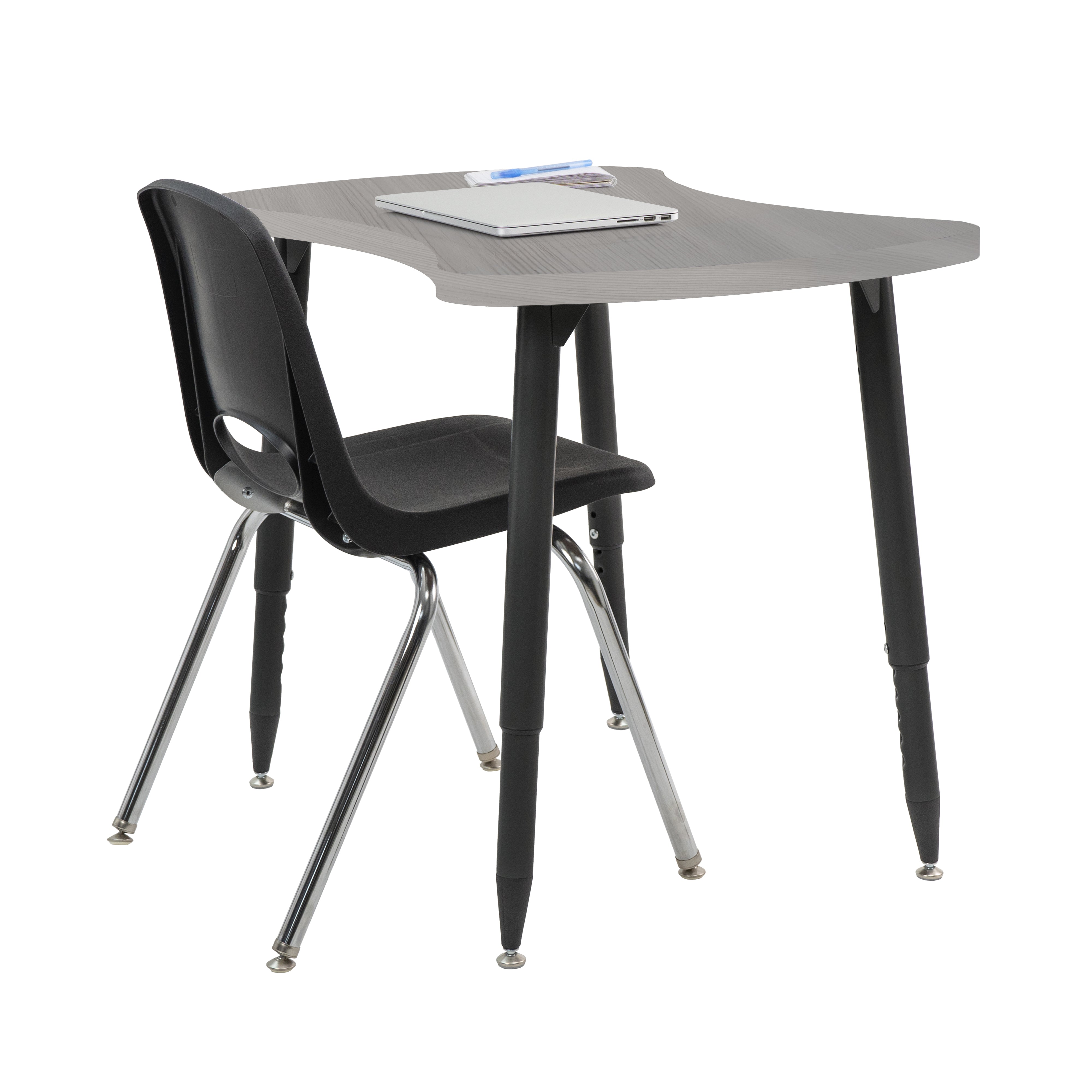 Adapte 25" x 37" Bowtie Woodgrain Activity Table with Adjustable Tapered Legs - Light Gray Wood/Black