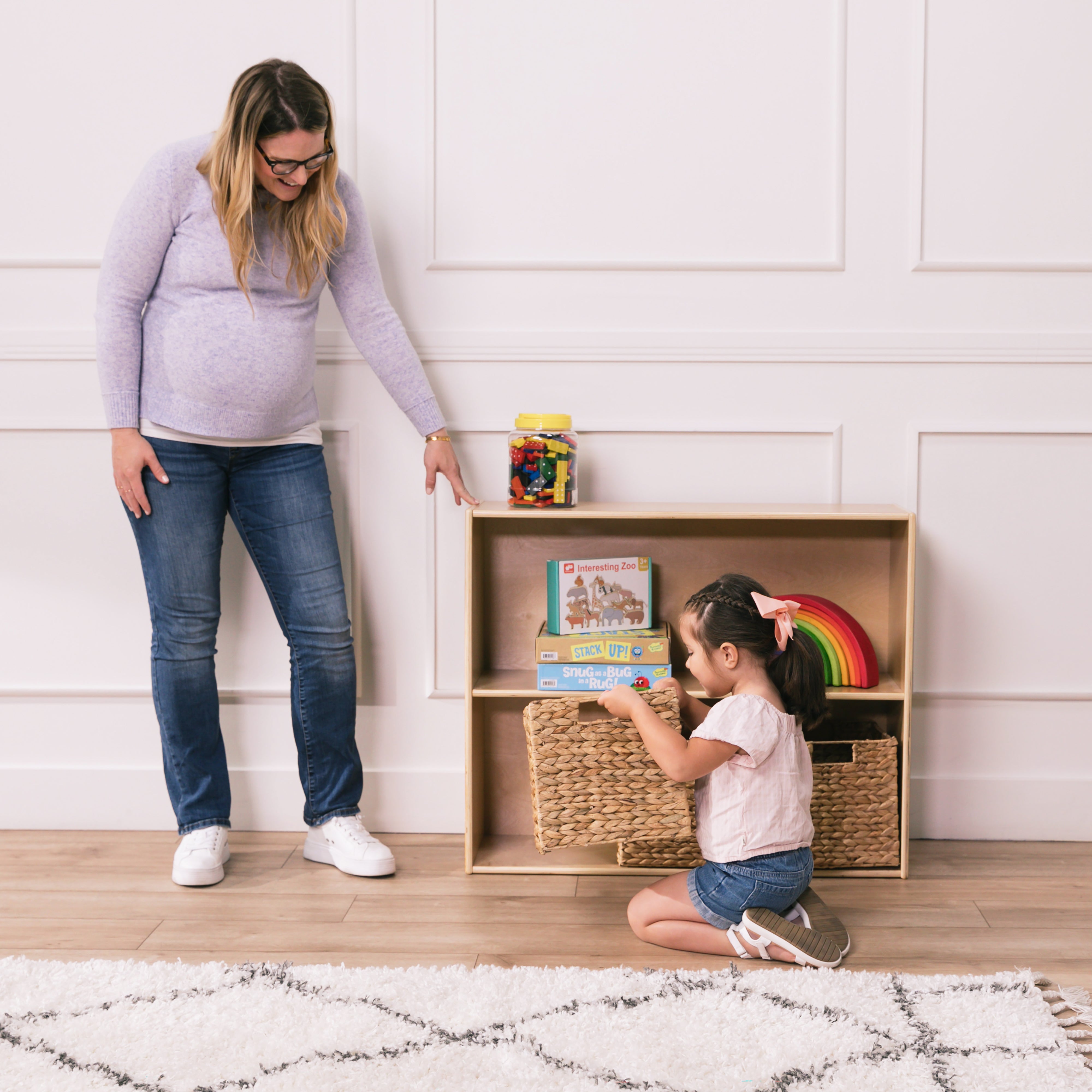Streamline 2-Shelf Storage Cabinet with Back 30in H - Natural
