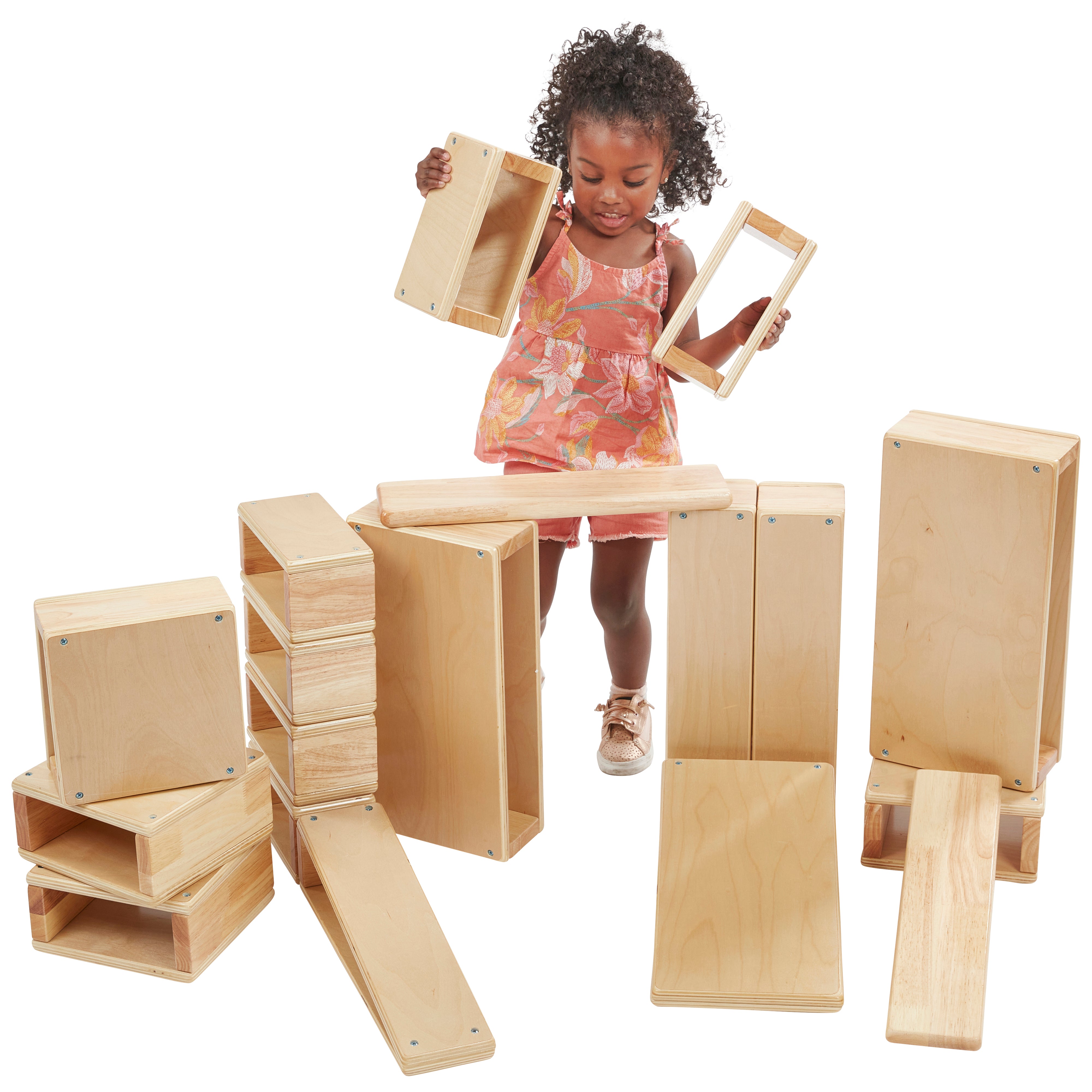 Wooden Hollow Blocks 18-Piece Set - Natural