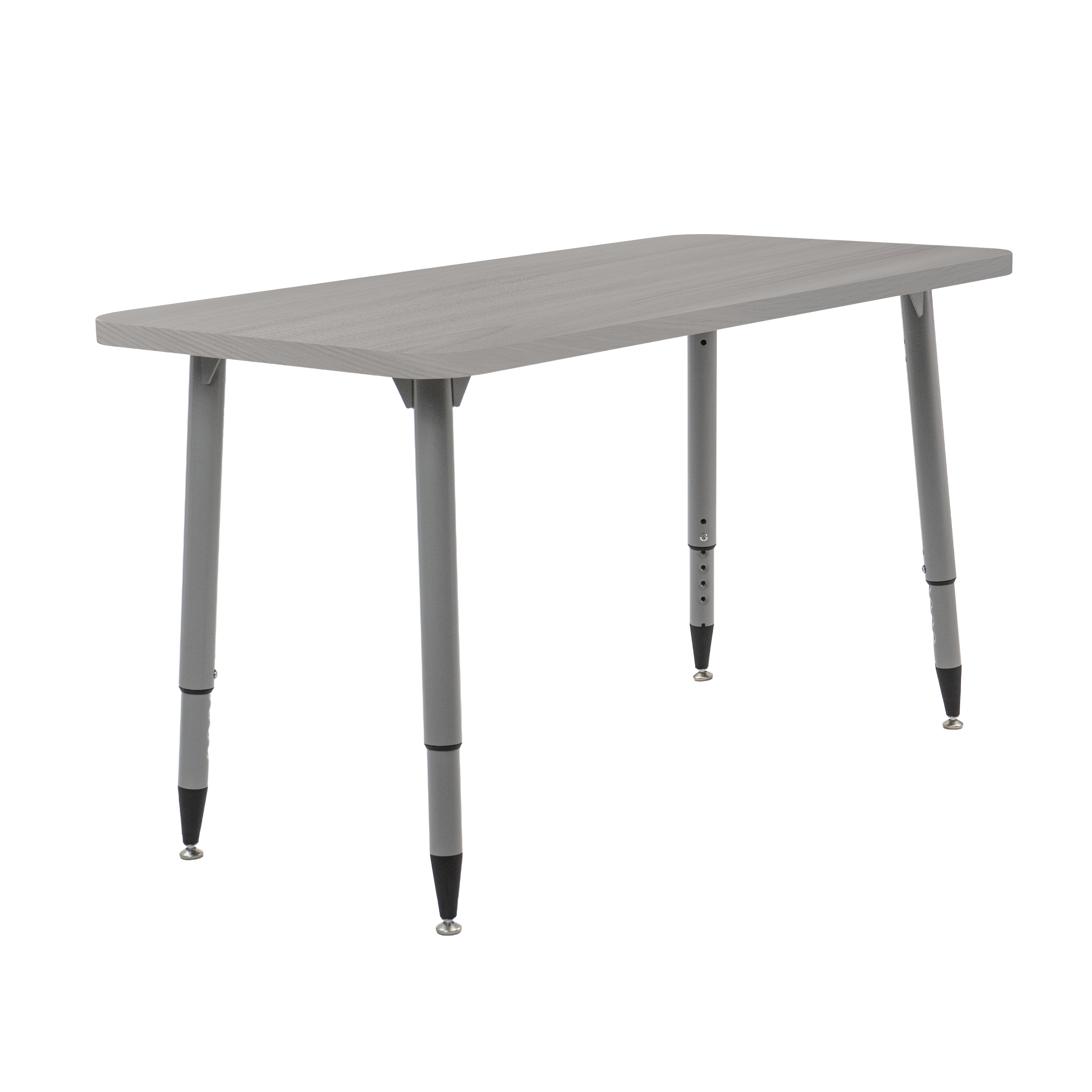 Adapte 24" x 48" Rectangle Woodgrain Activity Table with Adjustable Tapered Legs - Light Gray Wood/Silver