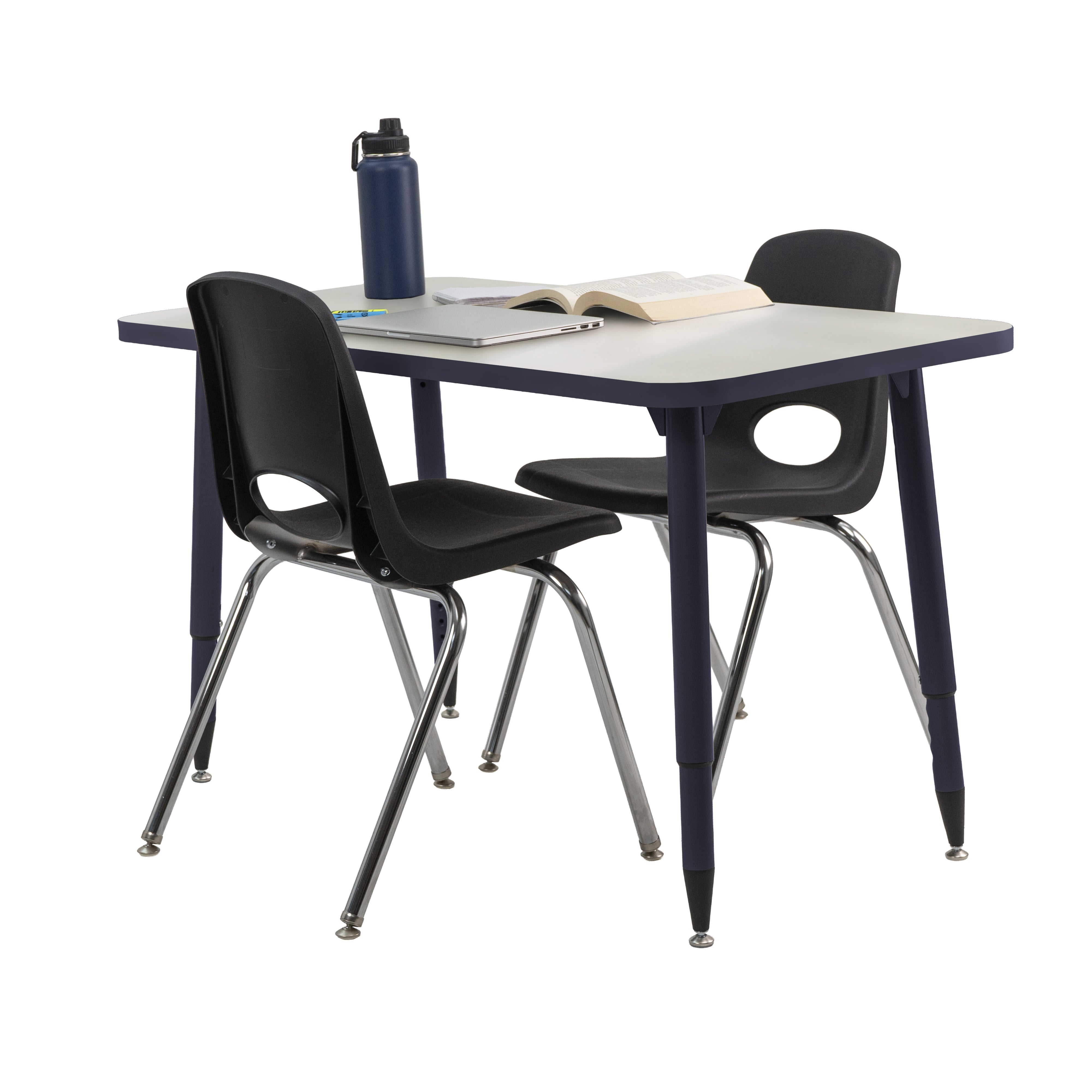 Adapte 24" x 48" Rectangle Dry-Erase Activity Table with Adjustable Tapered Legs - Whiteboard/Navy
