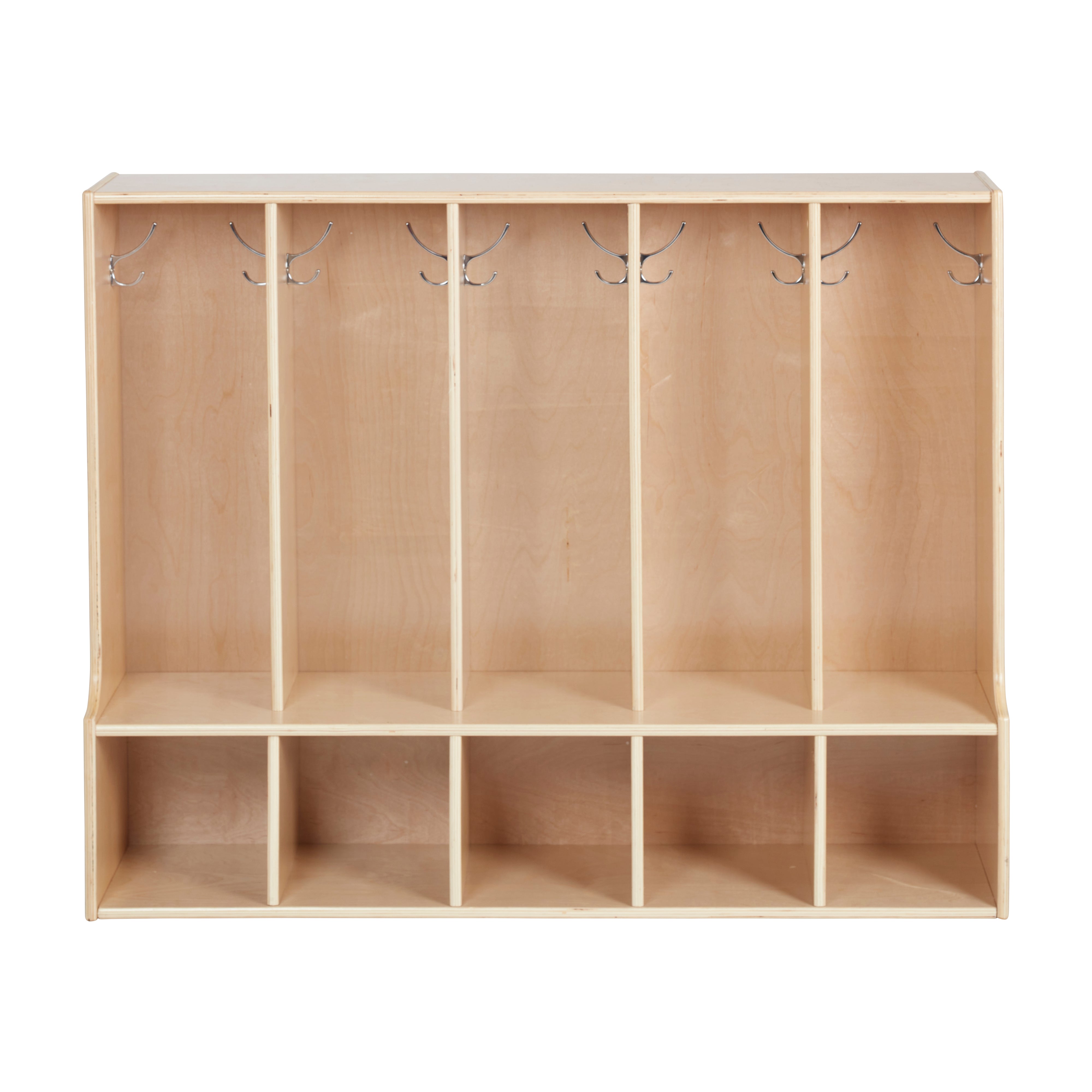 Streamline 5-Section Toddler Coat Locker with Bench - Natural