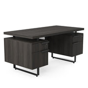 OfficeSource Palisades Double Pedestal Desk - 60" x 30" - Gauntlet Gray