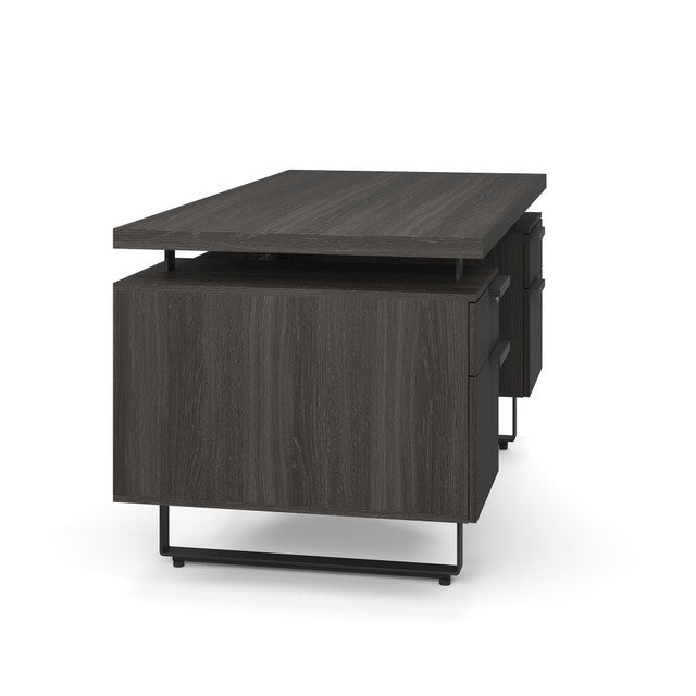 OfficeSource Palisades Double Pedestal Desk - 60" x 30" - Gauntlet Gray