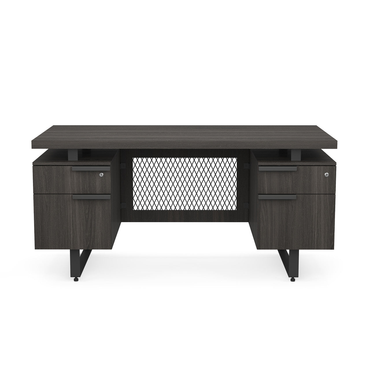 OfficeSource Palisades Double Pedestal Desk - 60" x 30" - Gauntlet Gray