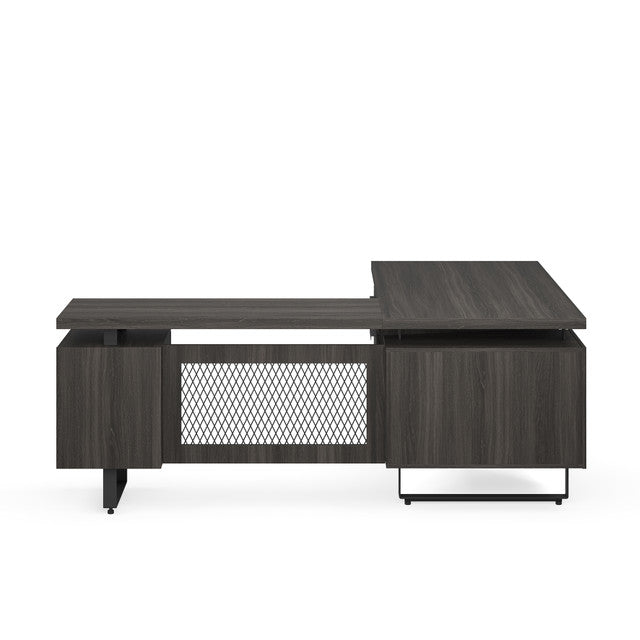 OfficeSource Palisades L Shape Double Pedestal Desk with Reversible Return - 60"W - Gauntlet Gray