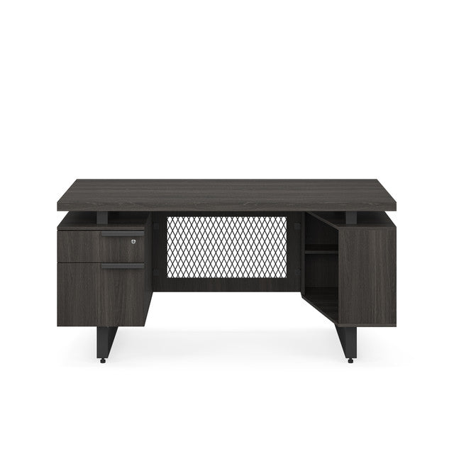 OfficeSource Palisades Single Pedestal Desk - 60" x 30" - Gauntlet Gray