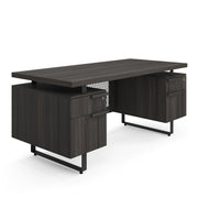 OfficeSource Palisades Double Pedestal Desk - 66" x 30" - Gauntlet Gray